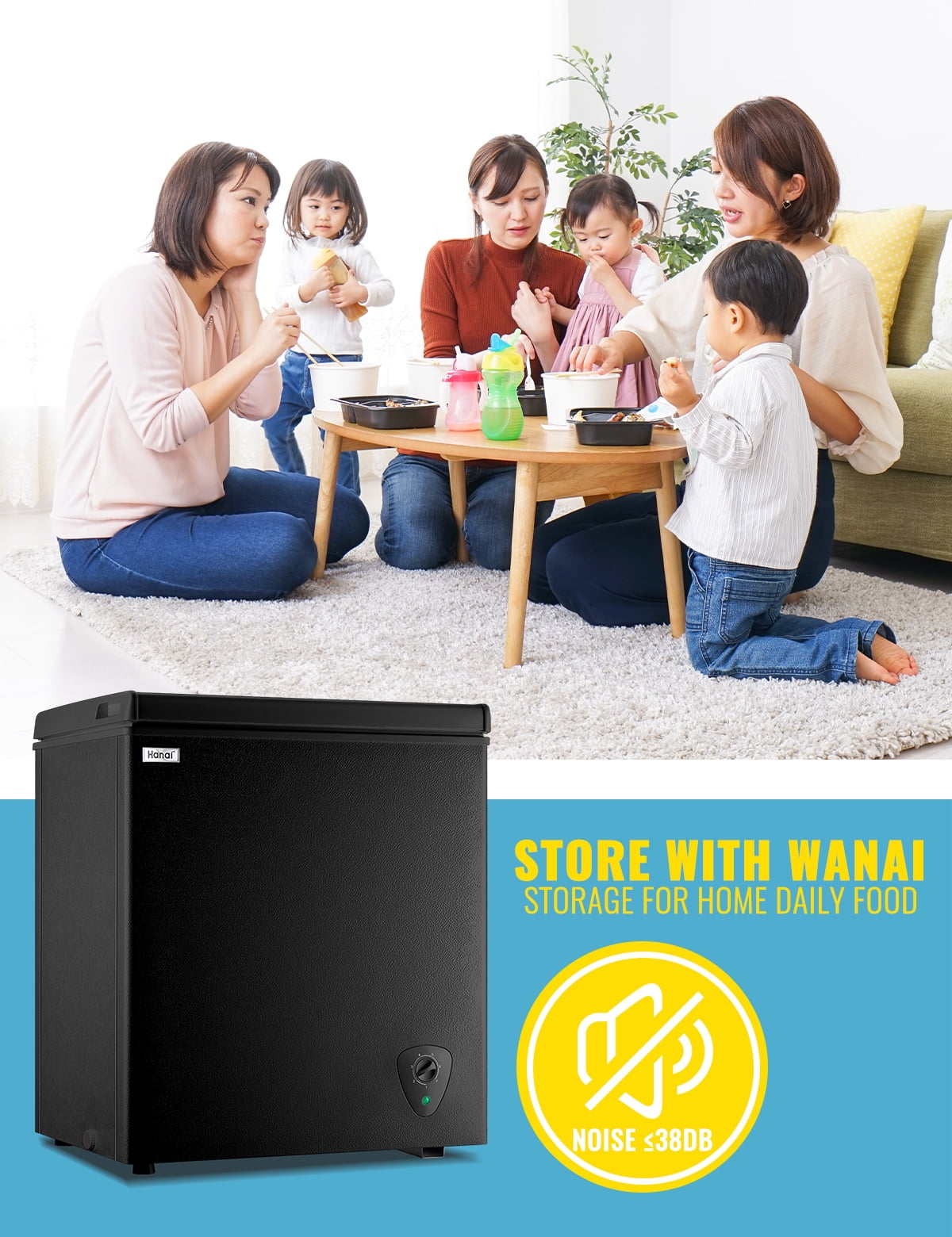 3.5 Cubic Feet Chest Freezer Small Deep Freezers with 7 Gears Temp Control Office Dorm Kitchen White