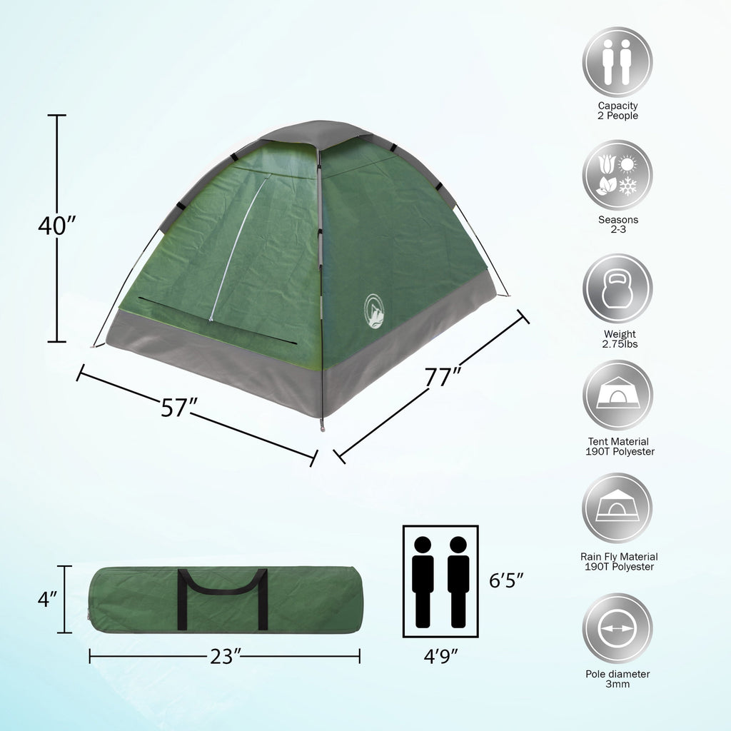 2-Person Dome Tent- Rain Fly & Carry Bag- Easy Set Up-Great for Camping Backpacking Hiking & Outdoor Music Festivals by Wakeman Outdoors (Yellow)