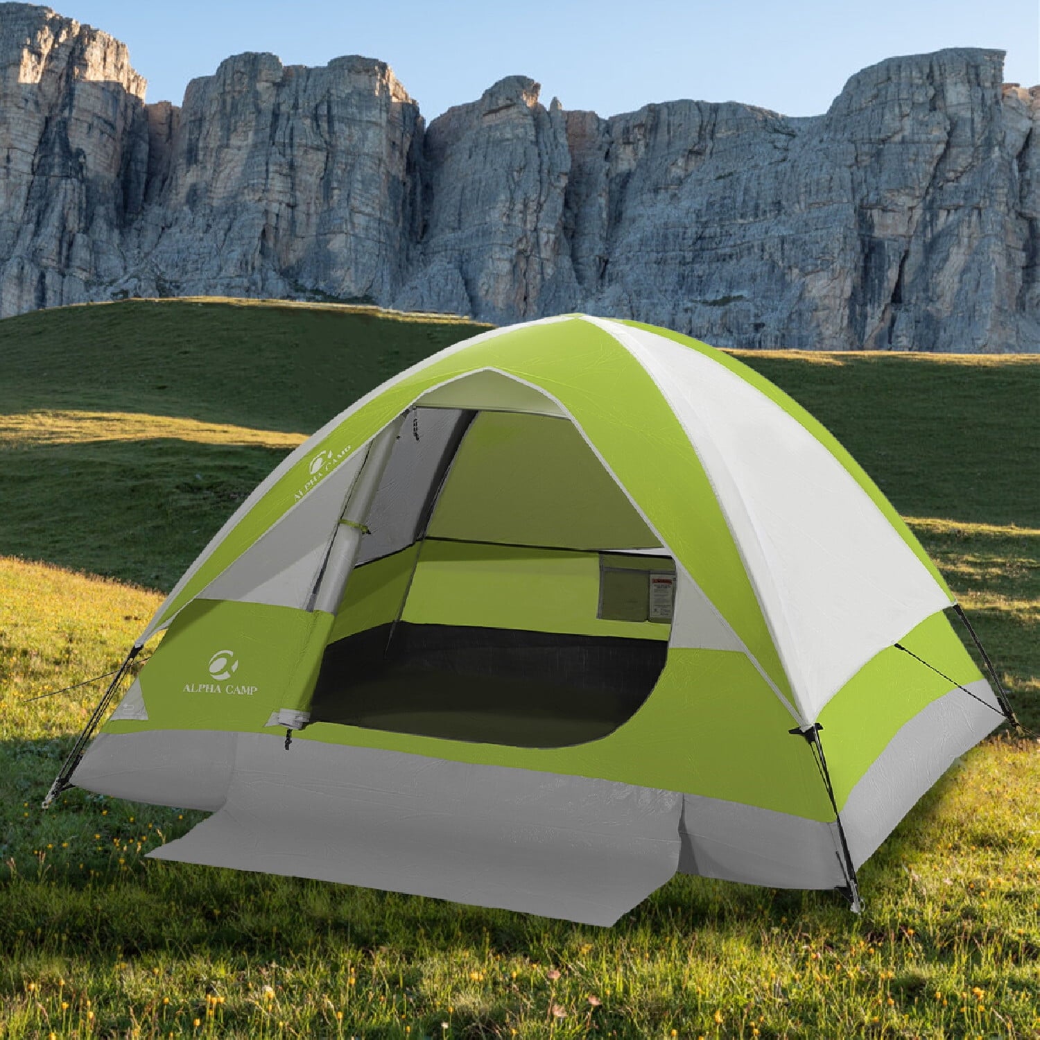 Alpha Camper 2-Person Camping Dome Tent Waterproof Portable Tent with Carry Bag, Blue