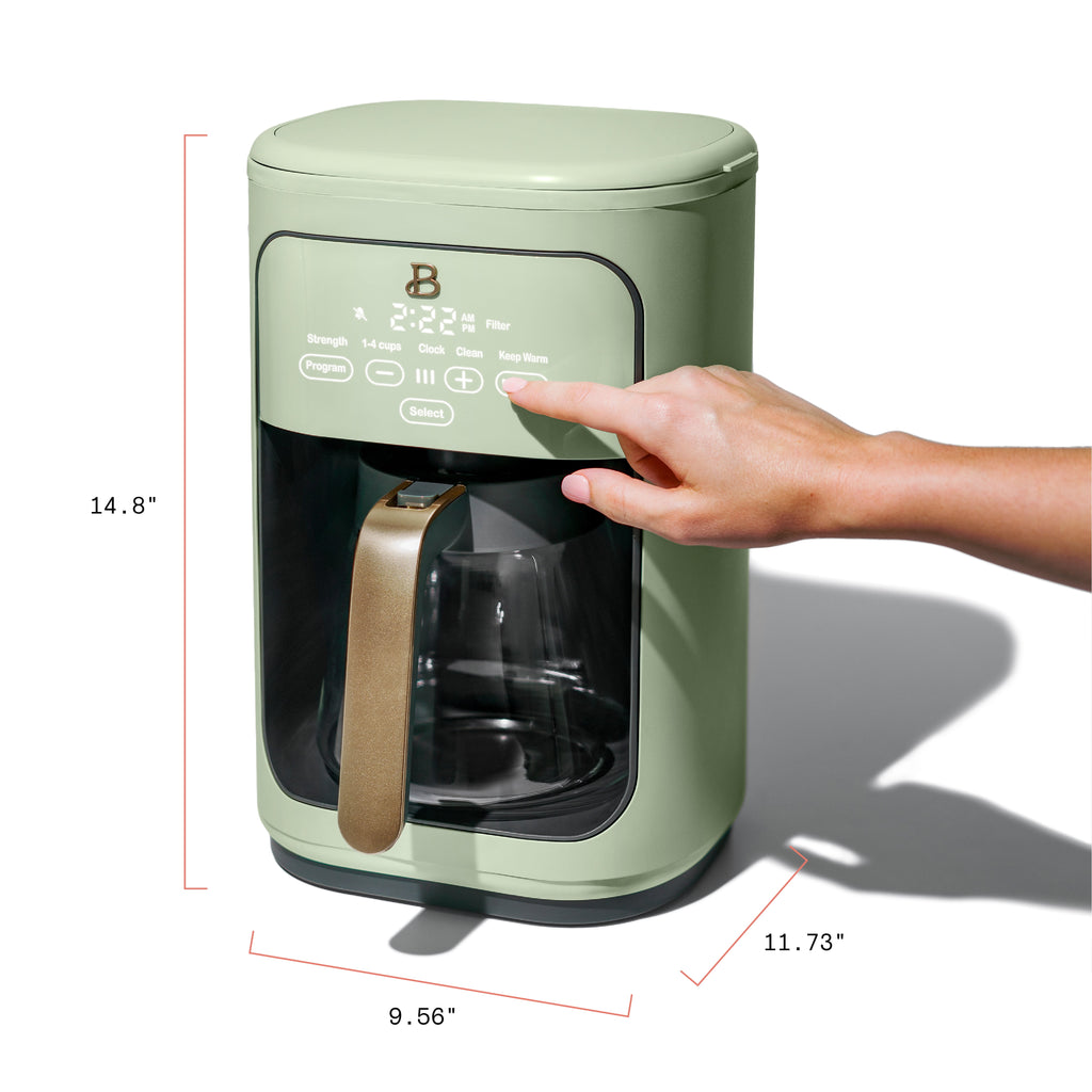 Beautiful 14-Cup Programmable Drip Coffee Maker with Touch-Activated Display, White Icing by Drew Barrymore