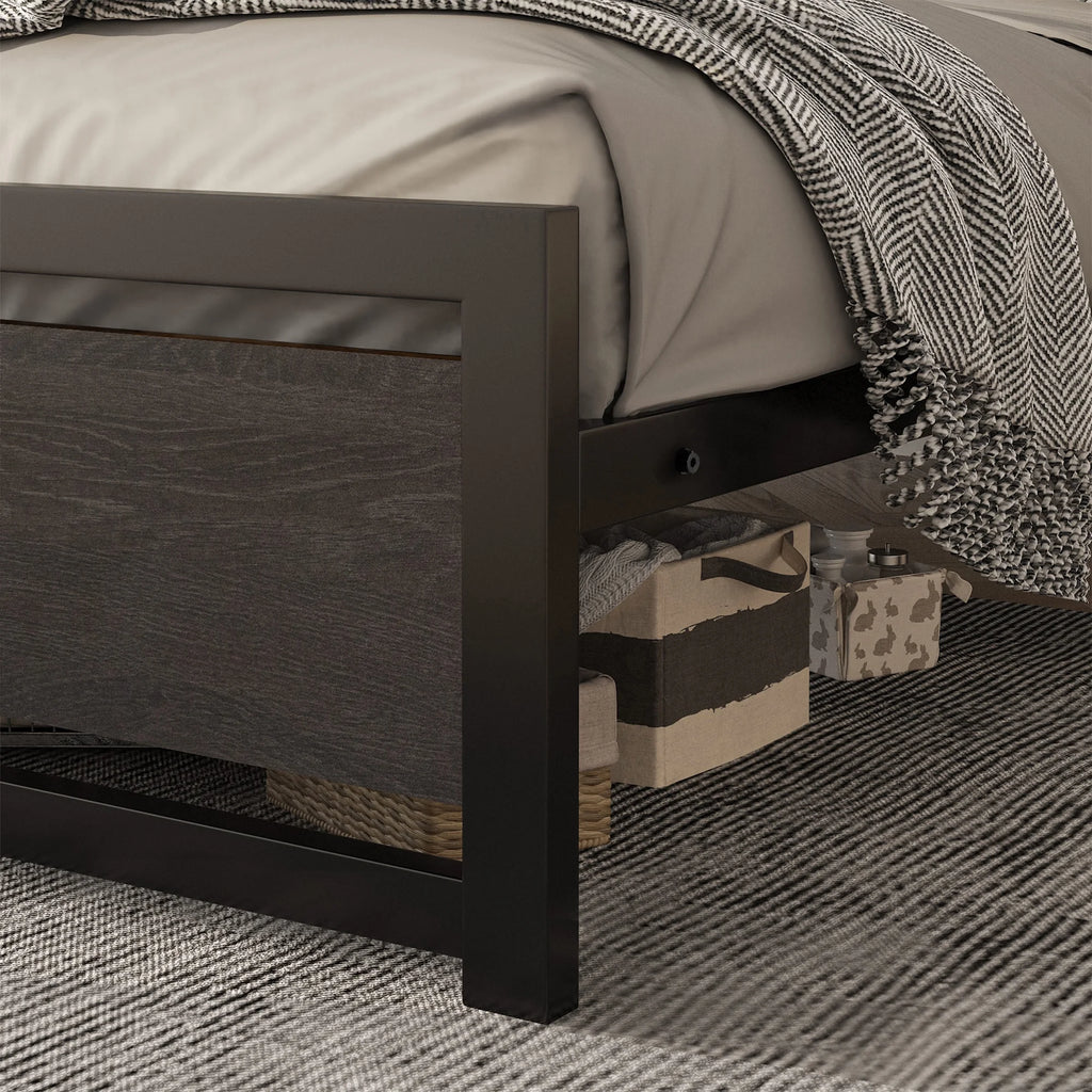 Amolife Full Size Metal Platform Bed Frame with Headboard & Footboard, Black