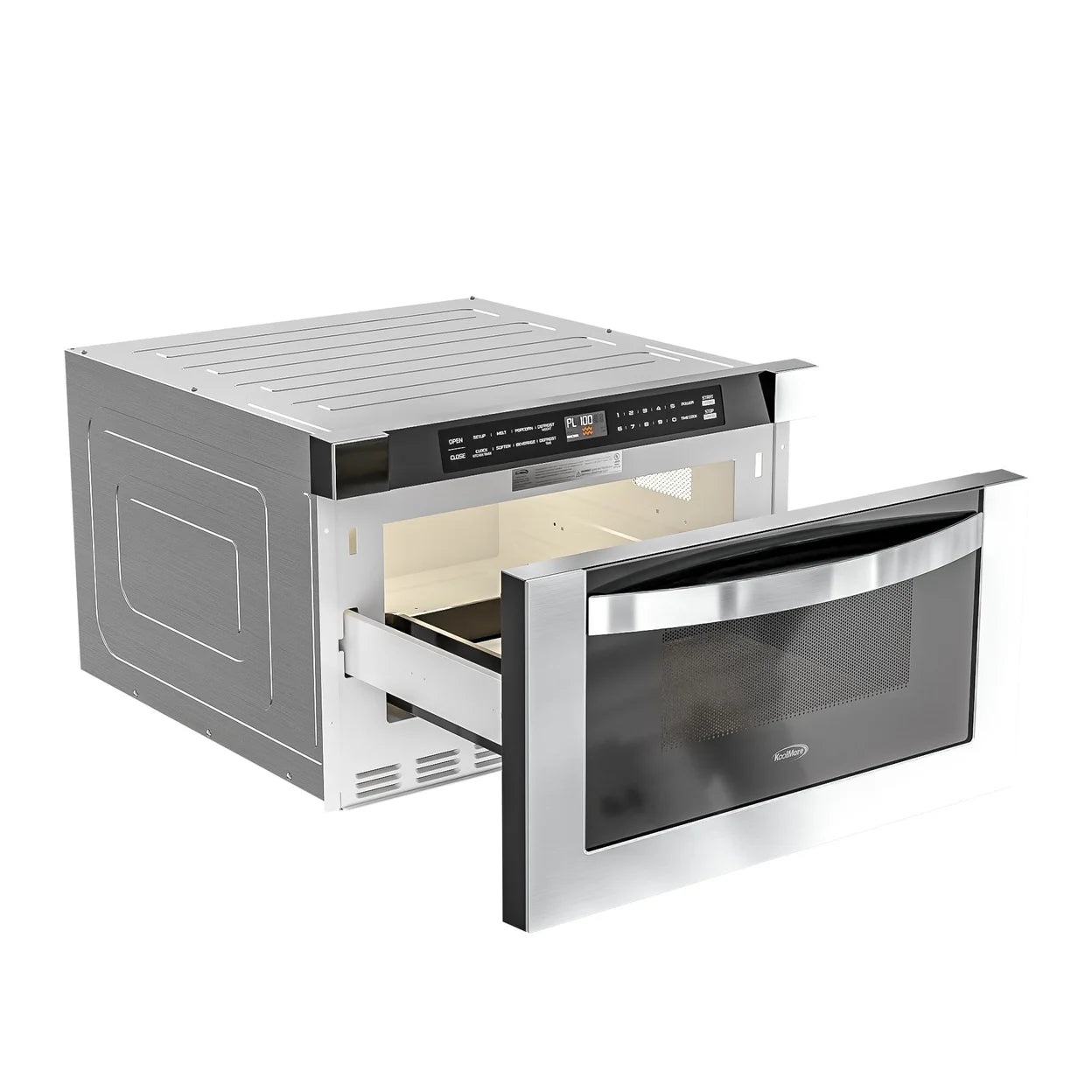 24 in. Stainless-Steel Microwave Drawer, Wall-Mounted with Flat Bottom, 1.2 Cu. Ft. (KM-MD-1SS)