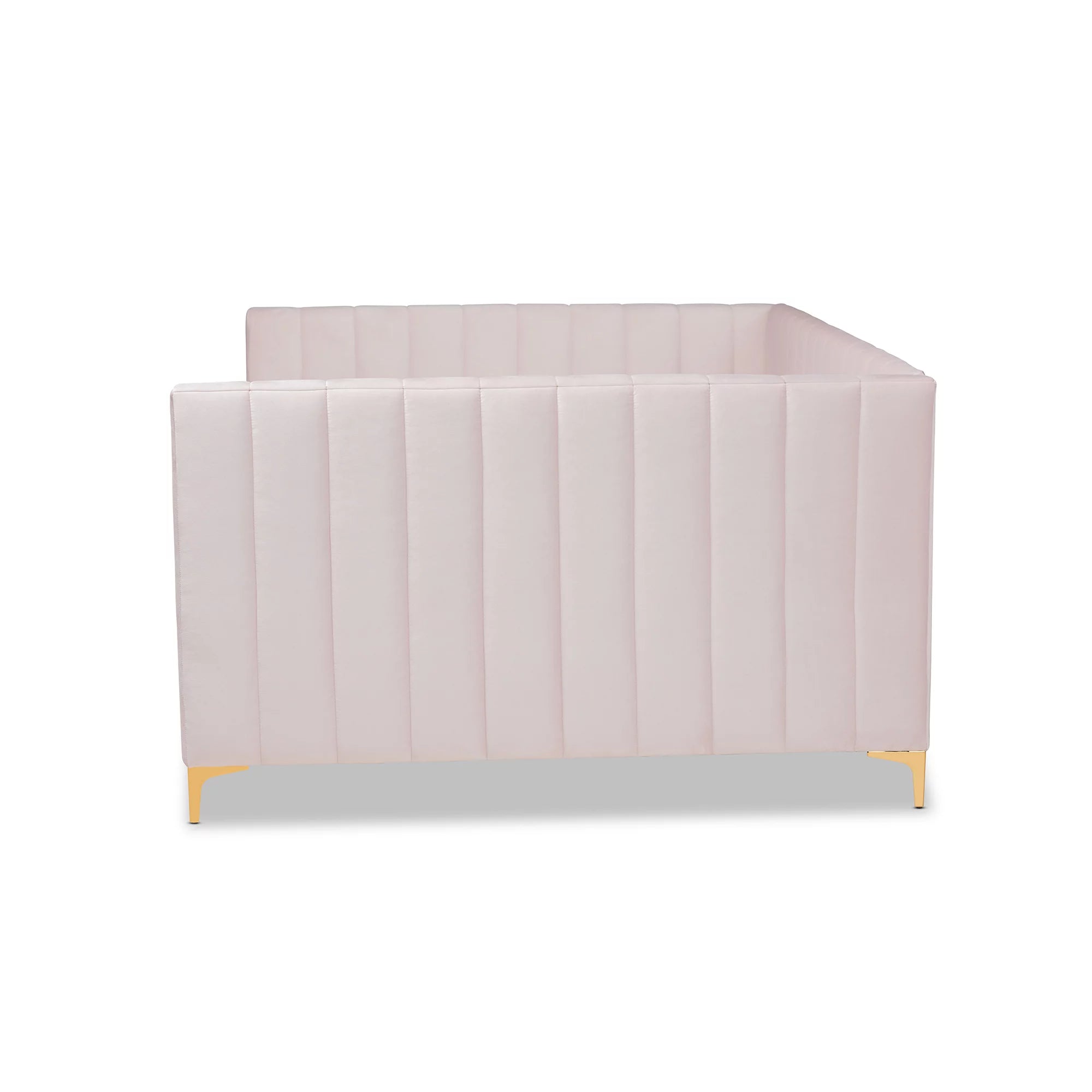 Baxton Studio Oksana Modern Contemporary Glam and Luxe Light Pink Velvet Fabric Upholstered and Gold Finished Queen Daybed