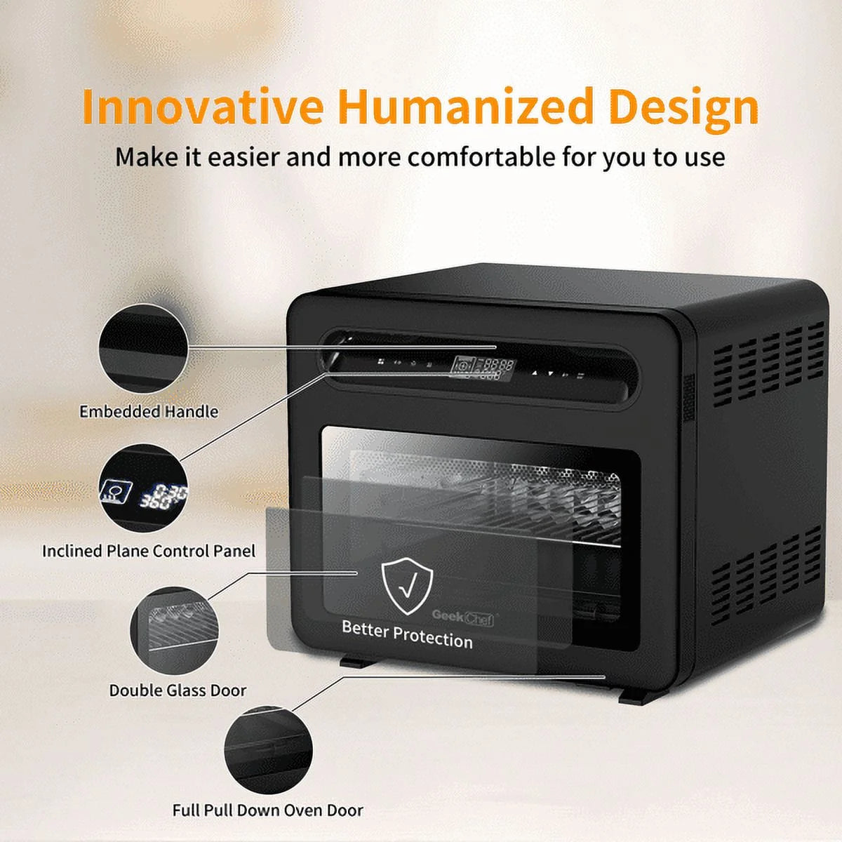 Air Fryer Oven 26QT Max Xl Large Cooker with 50 Cooking Presets with 6 Slice Toast,12" Pizza,Black