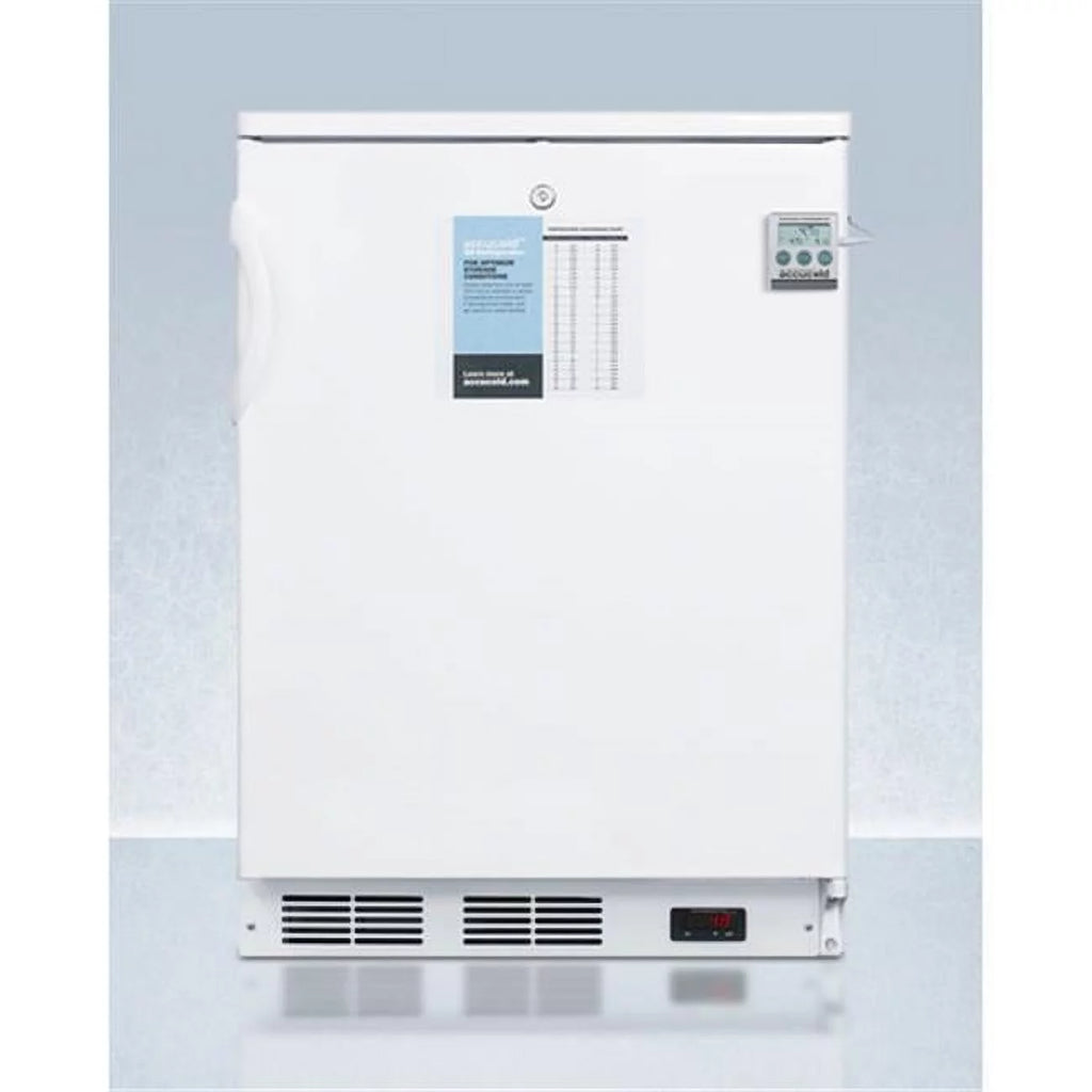 24" wide built-in all-refrigerator in white, auto defrost with a lock, NIST calibrated thermometer, digital thermostat, and internal fan