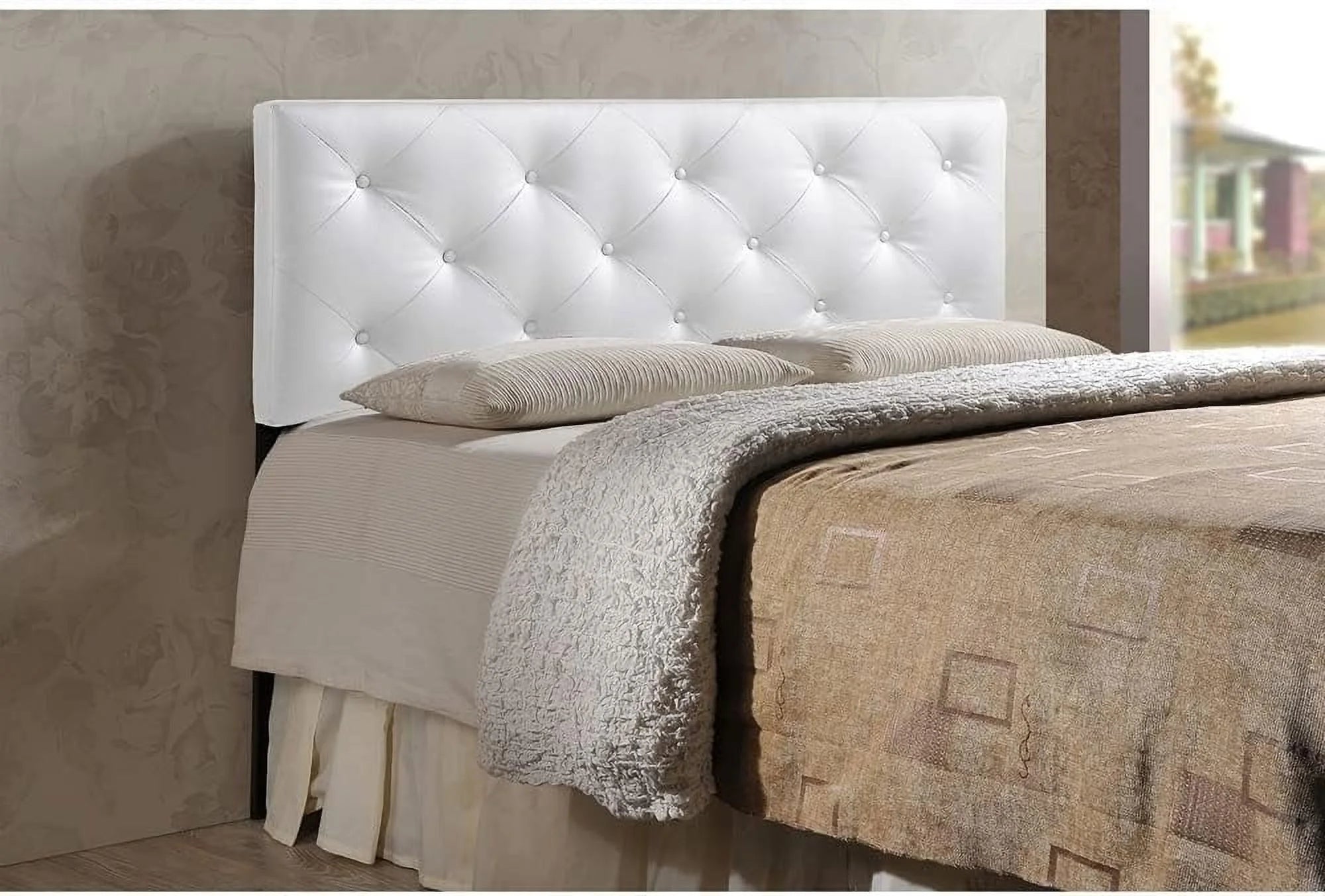 Baltimore Modern And Contemporary King White Faux Leather Upholstered Headboard