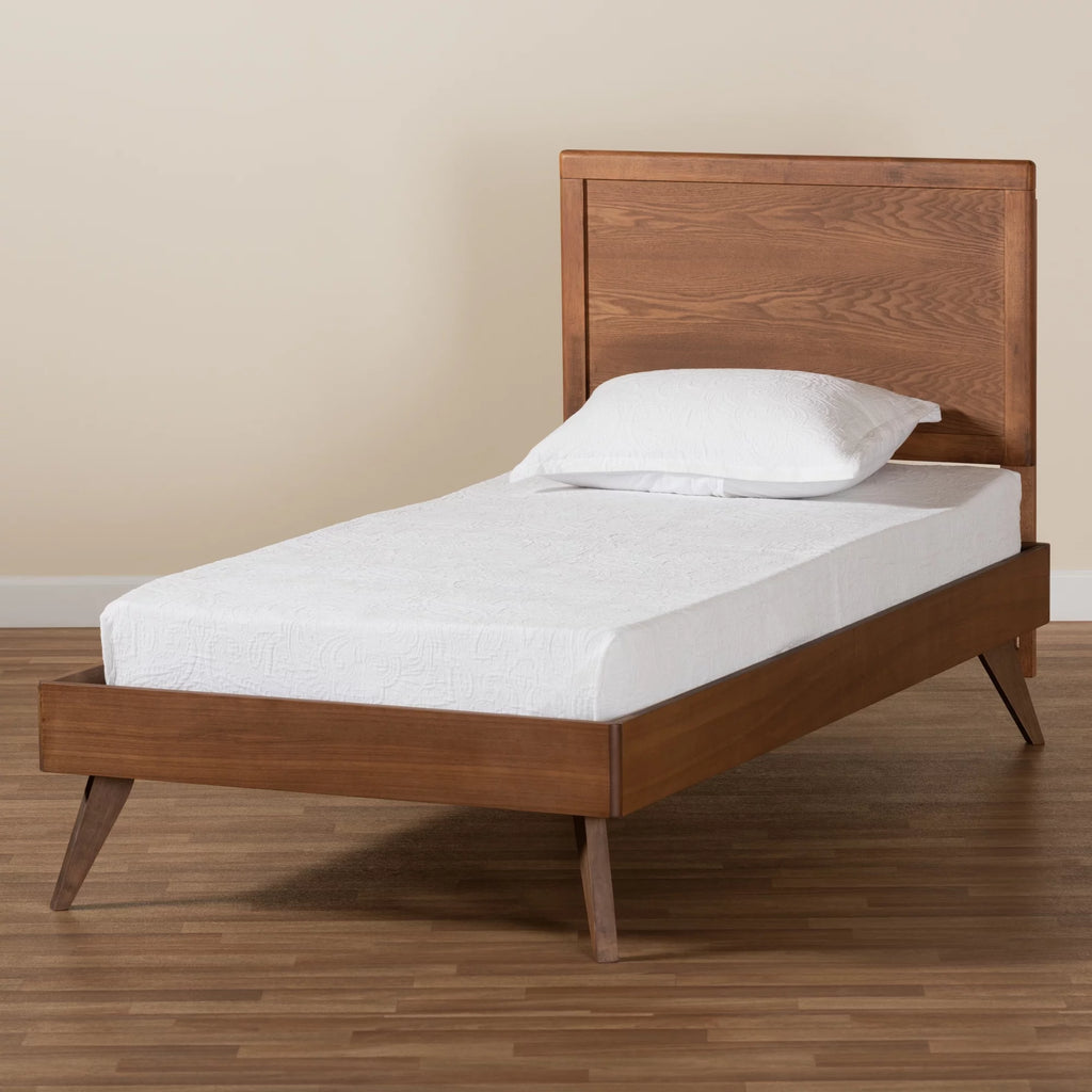 Baxton Studio Jiro Modern Engineered Wood Platform Bed, Twin, Walnut Brown