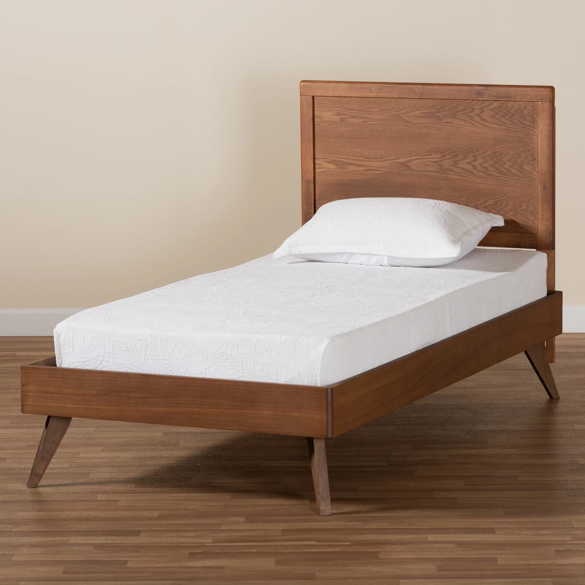 Baxton Studio Jiro Modern Engineered Wood Platform Bed, Twin, Walnut Brown