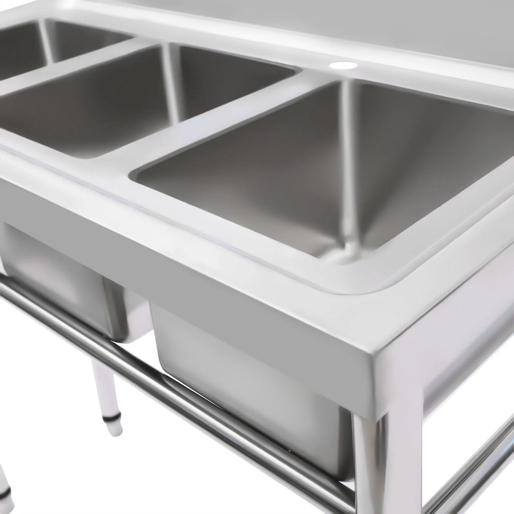 Aiqidi 3 Compartment Freestanding Stainless Steel Utility Sink Commercial Restaurant Kitchen Sink Basin Laundry Sink with 3 Drains