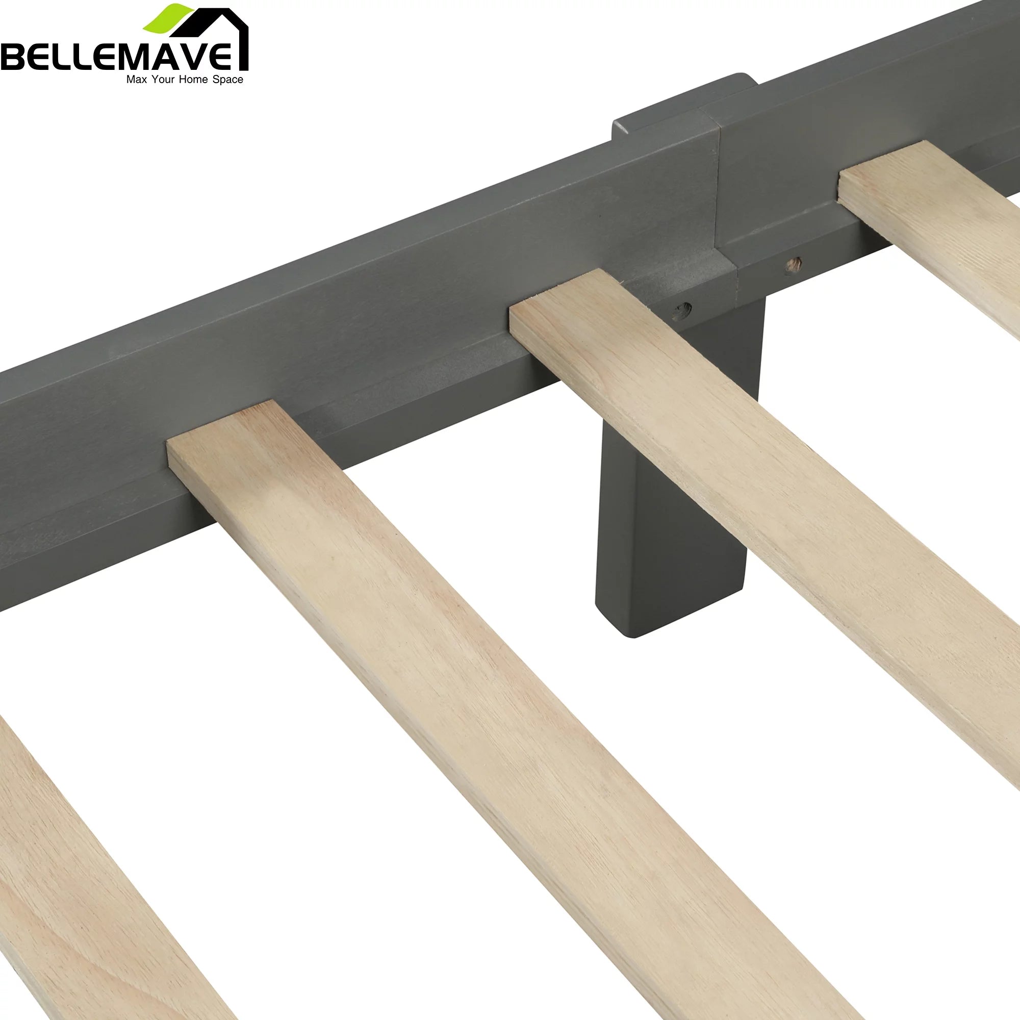 Bellemave Twin Size Bed Frames with Headboard and Footboard, Wood Twin Platform Bed,Wood Slats Great Support with Six Legs for Kids,Teens,Adults(Twin,Gray)