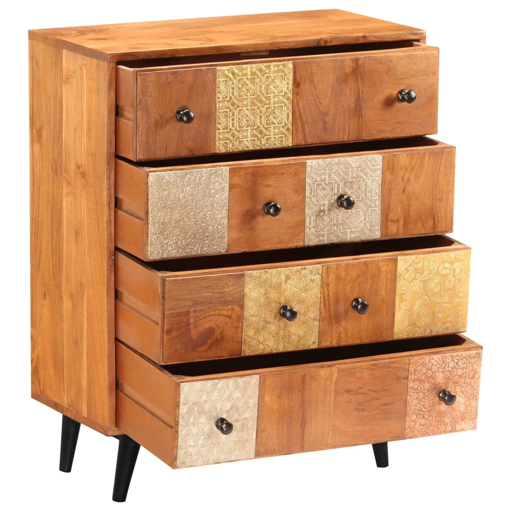 Anself Drawer Chest/Drawer Dresser, Chest of Drawers, Side Cabinet with 4 Drawers 23.6"x11.8"x29.5" Solid Acacia Wood