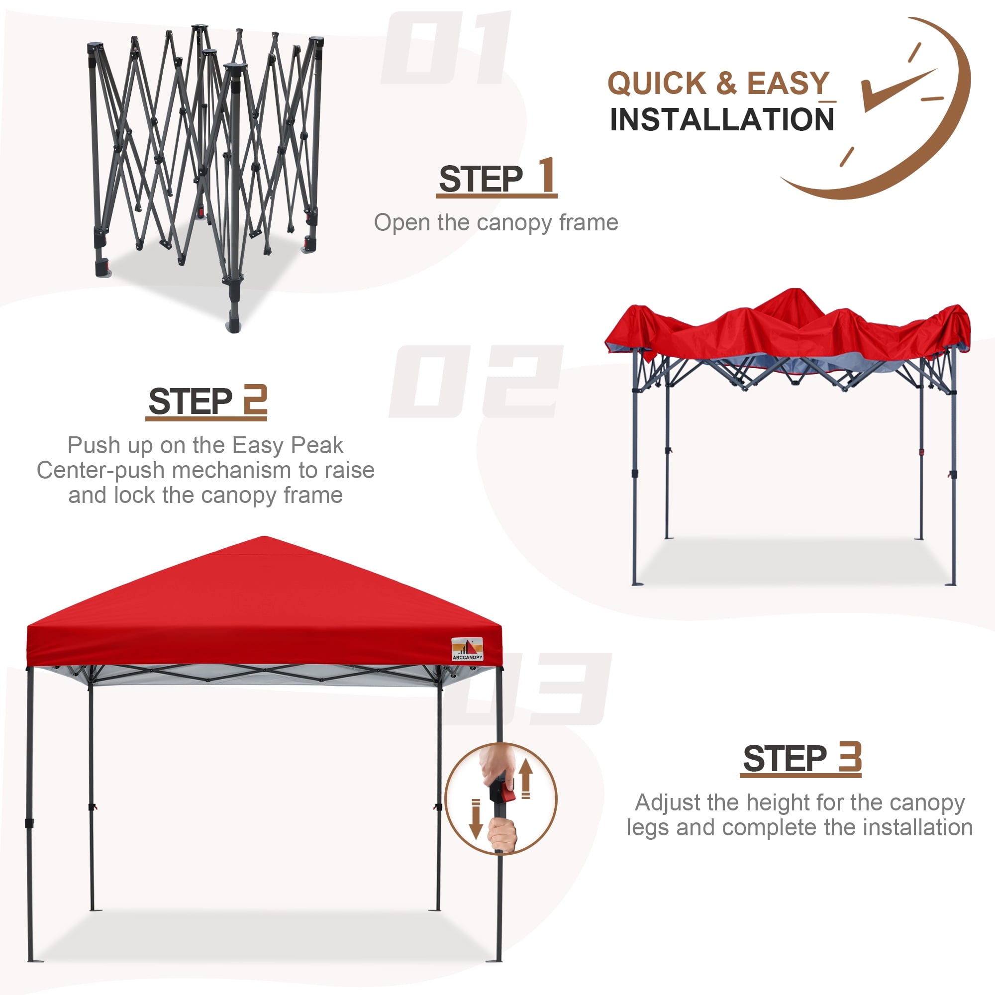 ABCCANOPY 10 ft x 10 ft Easy Pop up Outdoor Canopy Tent, White