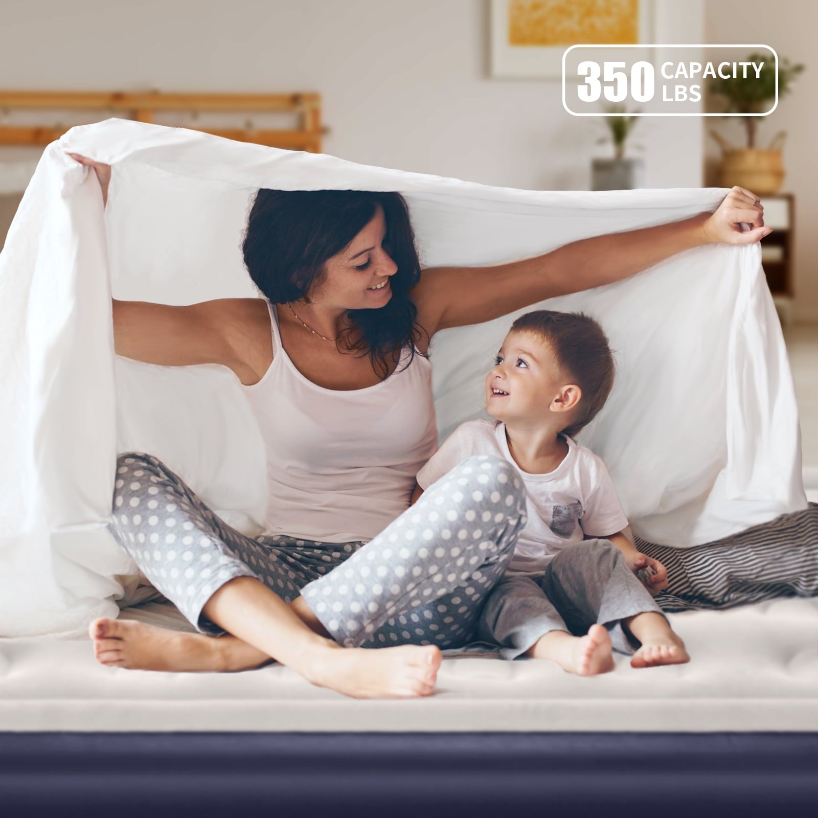 18 Inch High Air Mattress Queen with Built in Pump, Elevated Quick Inflation/Deflation Inflatable Beds, High Durability Blow Up Mattresses for Camping, Indoor Colchon, Guests Air Bed, Black