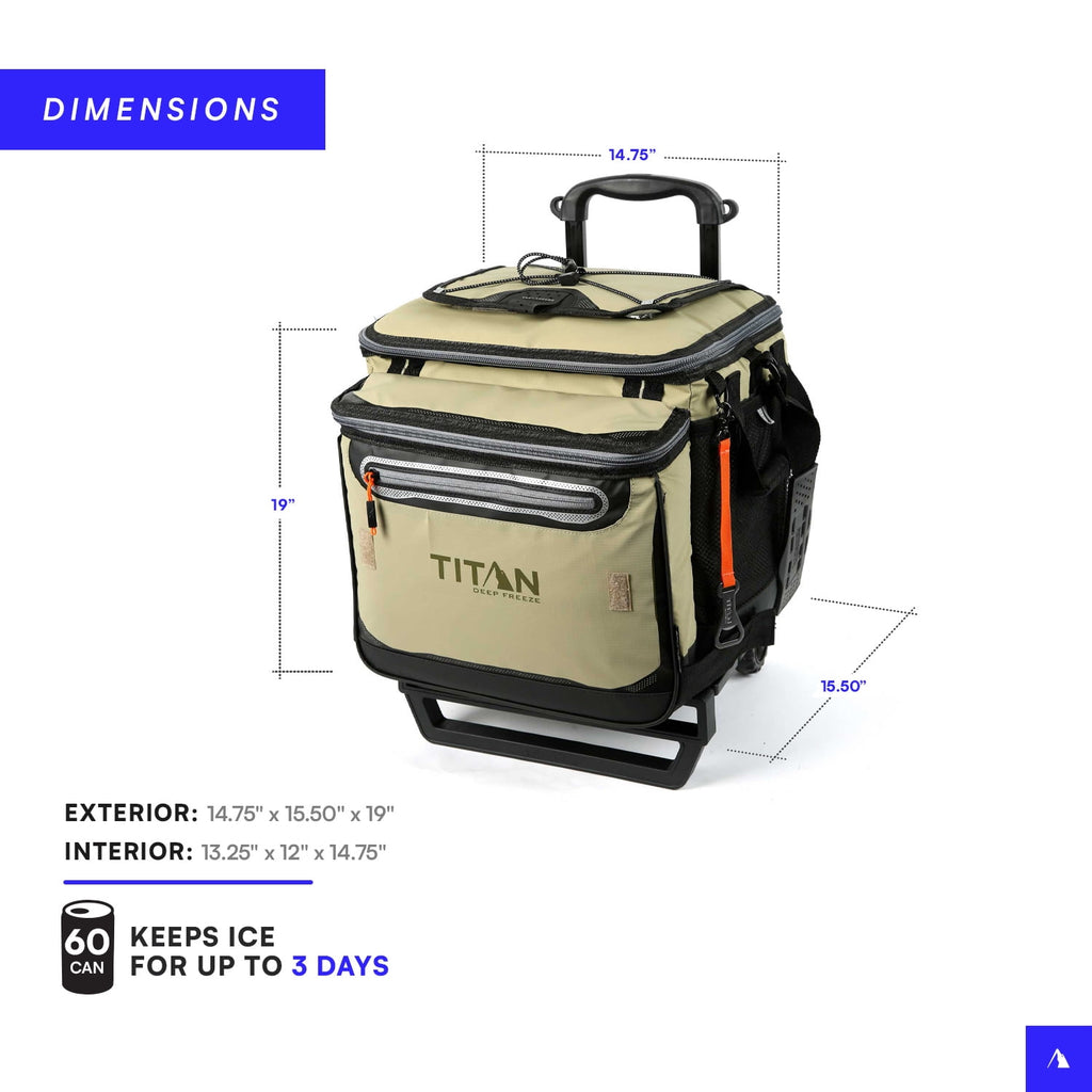 Arctic Zone® Titan Deep Freeze® 60(50+10) Can/40 Quart Wheeled Cooler - Process Blue