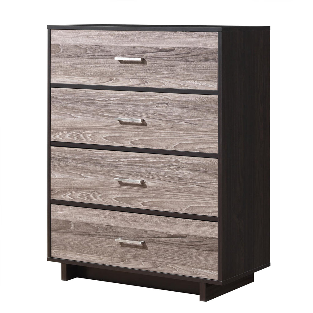 Ameriwood Home Lennon Tall 5 Drawer Dresser, Medium Brown and Faux Rattan