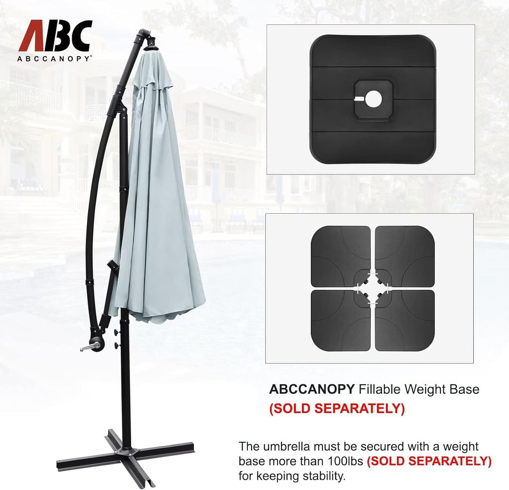 ABCCANOPY 10 FT Patio Umbrellas with Crank & Cross Base for Garden, Backyard, Pool and Beach, 12+ Colors(Turquoise)