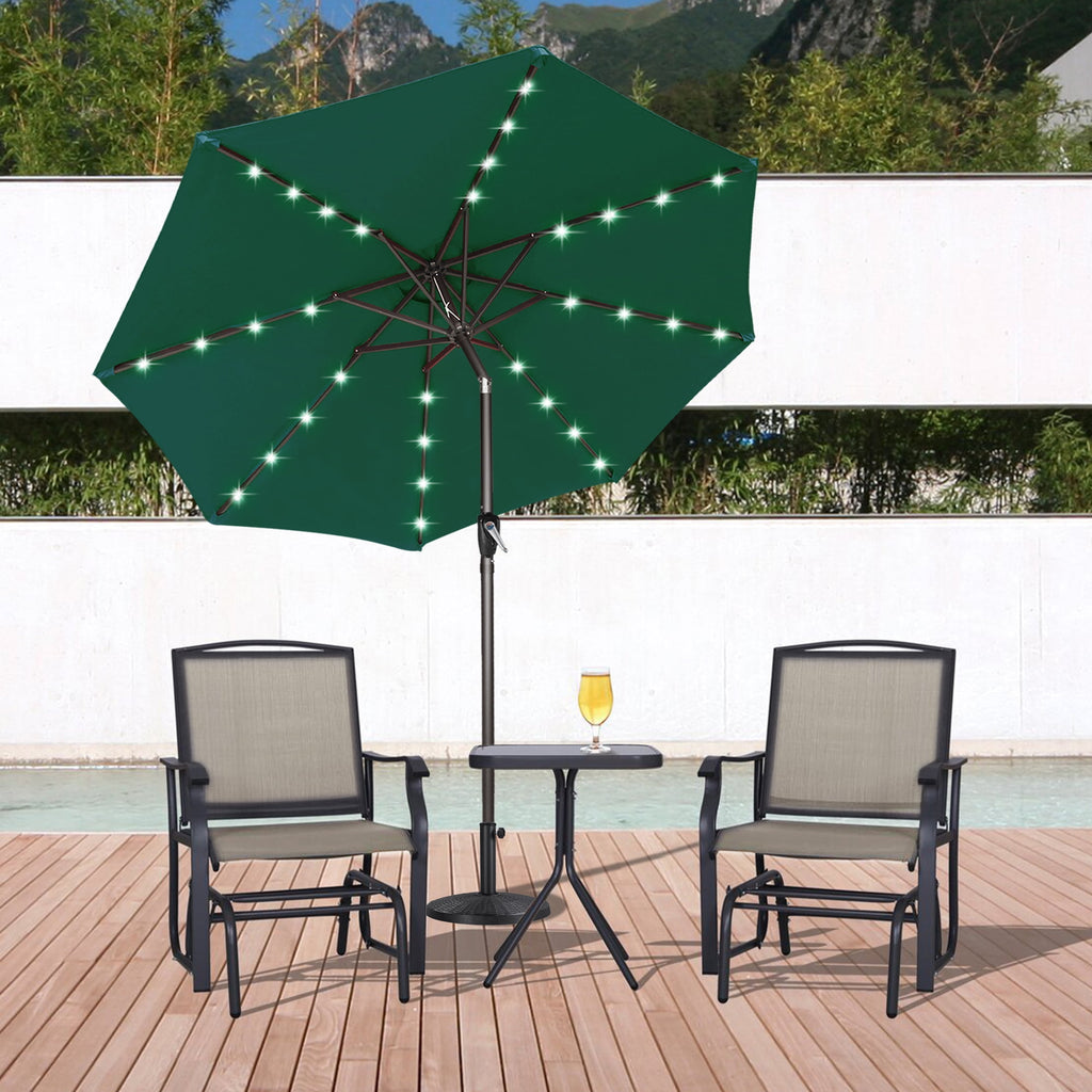 ABCCANOPY 7.5ft Patio Solar Umbrella LED Outdoor Umbrella with Tilt and Crank, Turquoise