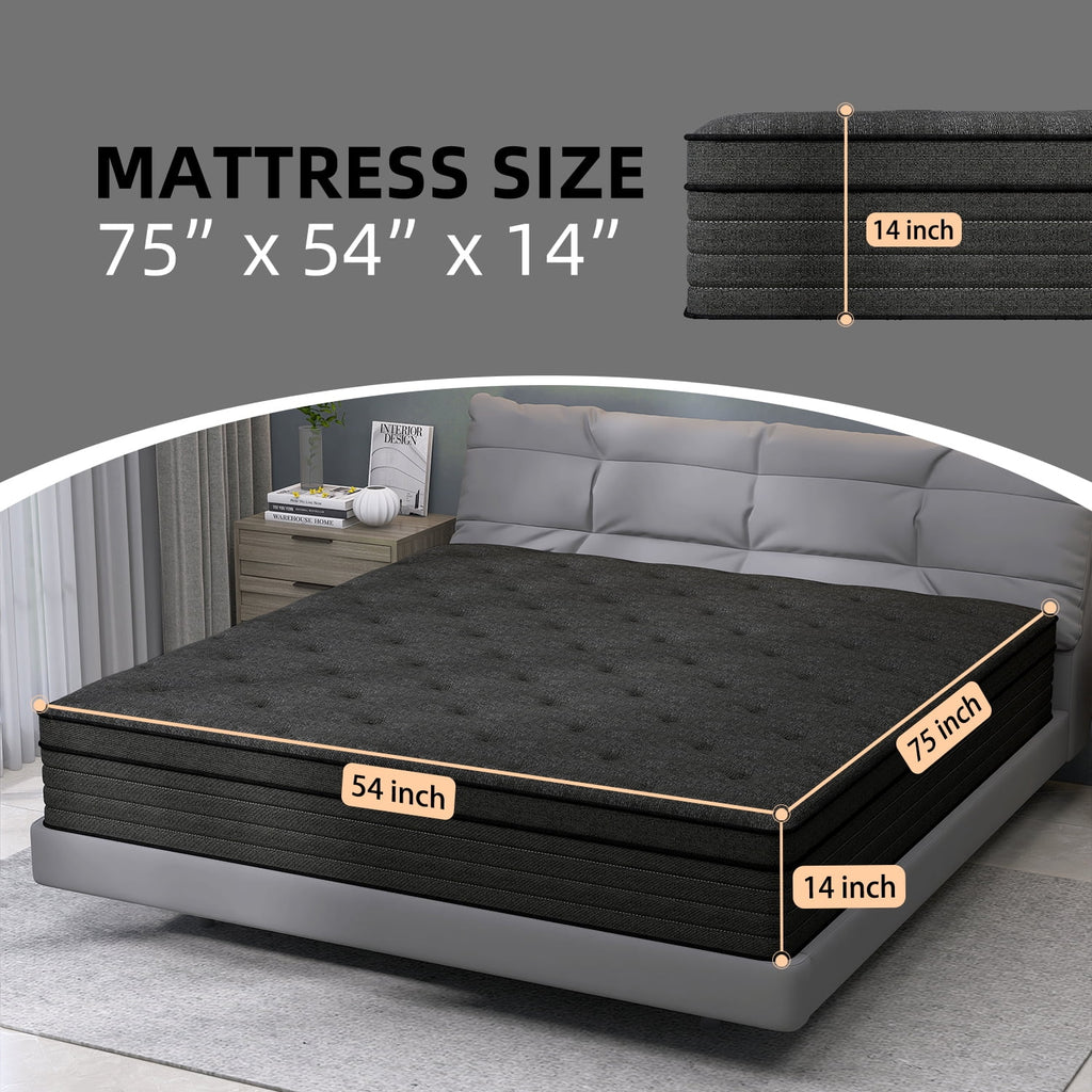 14 inch Full Mattress,Hybrid Mattresses Medium Firm in a Box