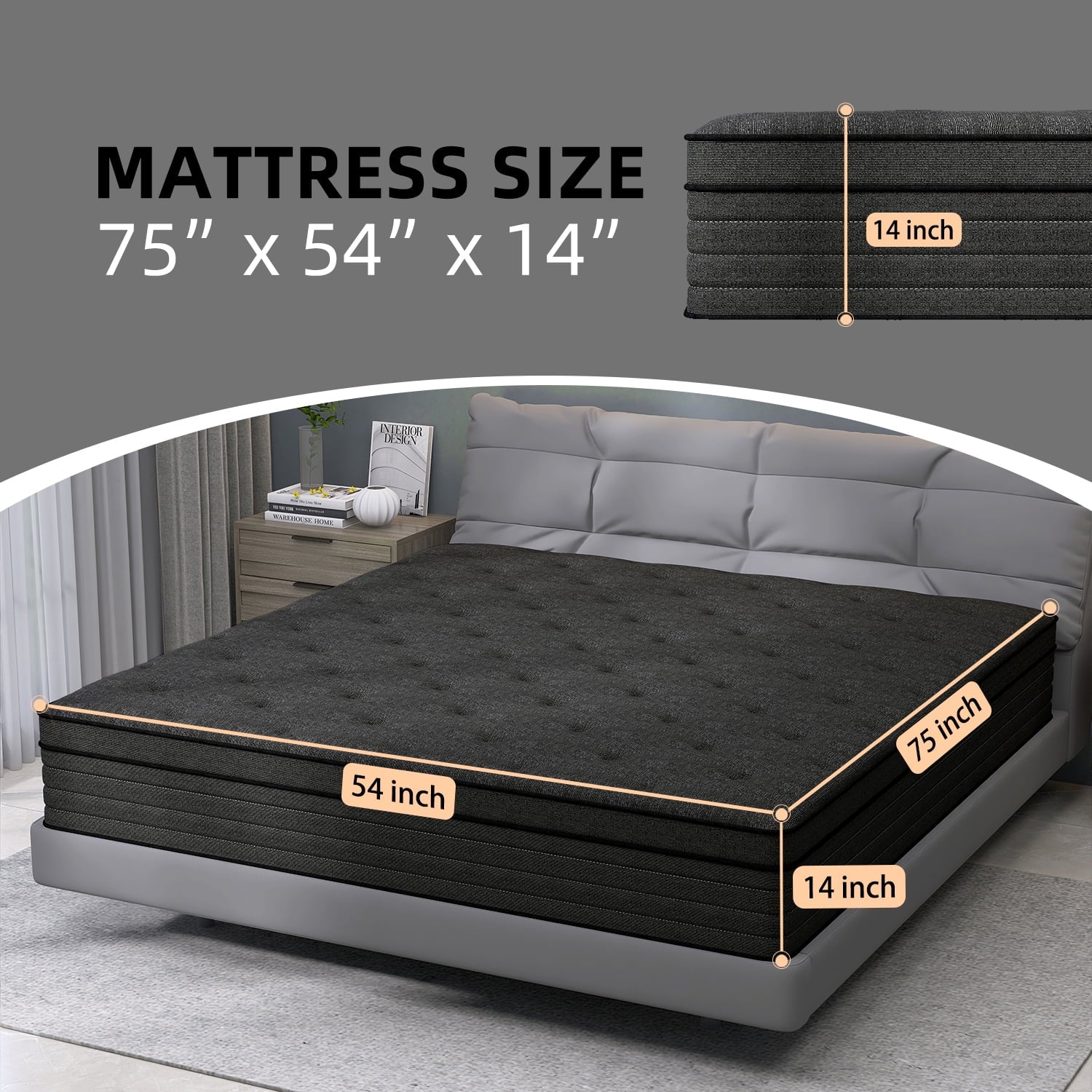 14 inch Full Mattress,Hybrid Mattresses Medium Firm in a Box
