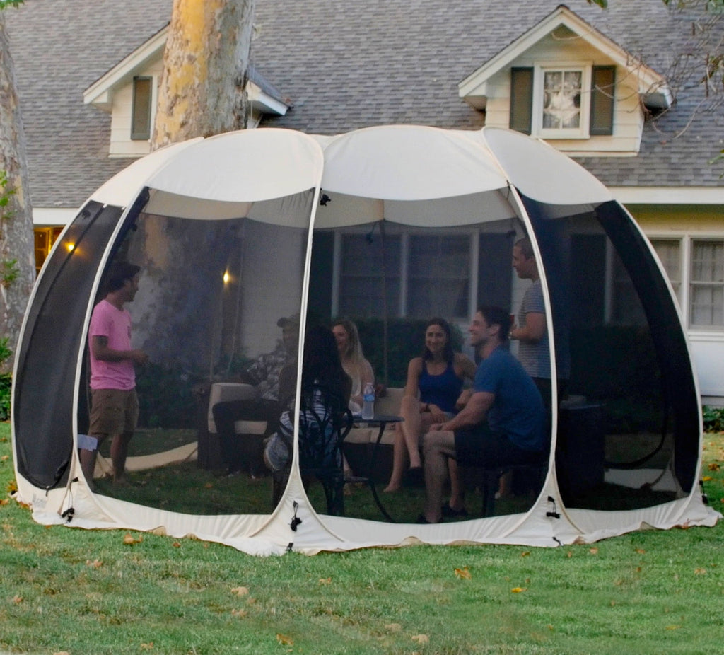 Alvantor Screen House Room Camping Tent Outdoor Canopy Dining Gazebo Pop Up Sun Shade Hexagon Shelter Mesh Walls Not Waterproof 10'x10' Beige