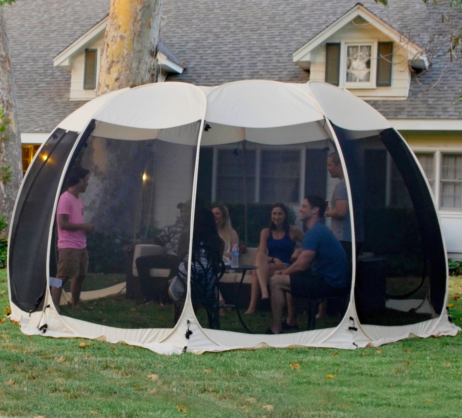 Alvantor Screen House Room Camping Tent Outdoor Canopy Dining Gazebo Pop Up Sun Shade Hexagon Shelter Mesh Walls Not Waterproof 10'x10' Beige