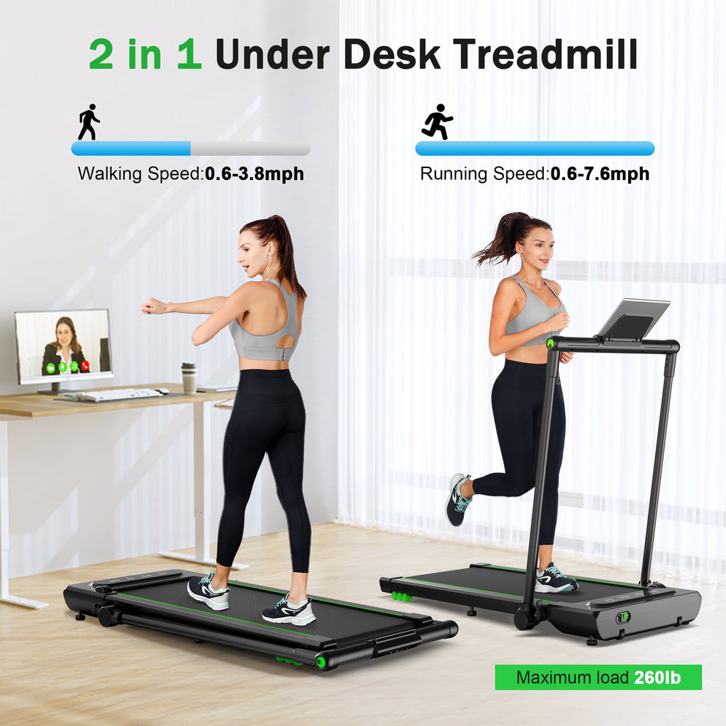2 in 1 Walking Pad,Under Desk Treadmill for Home/Office, Neche Folding Treadmill 2.5HP with Remote,0.6-7.6mph