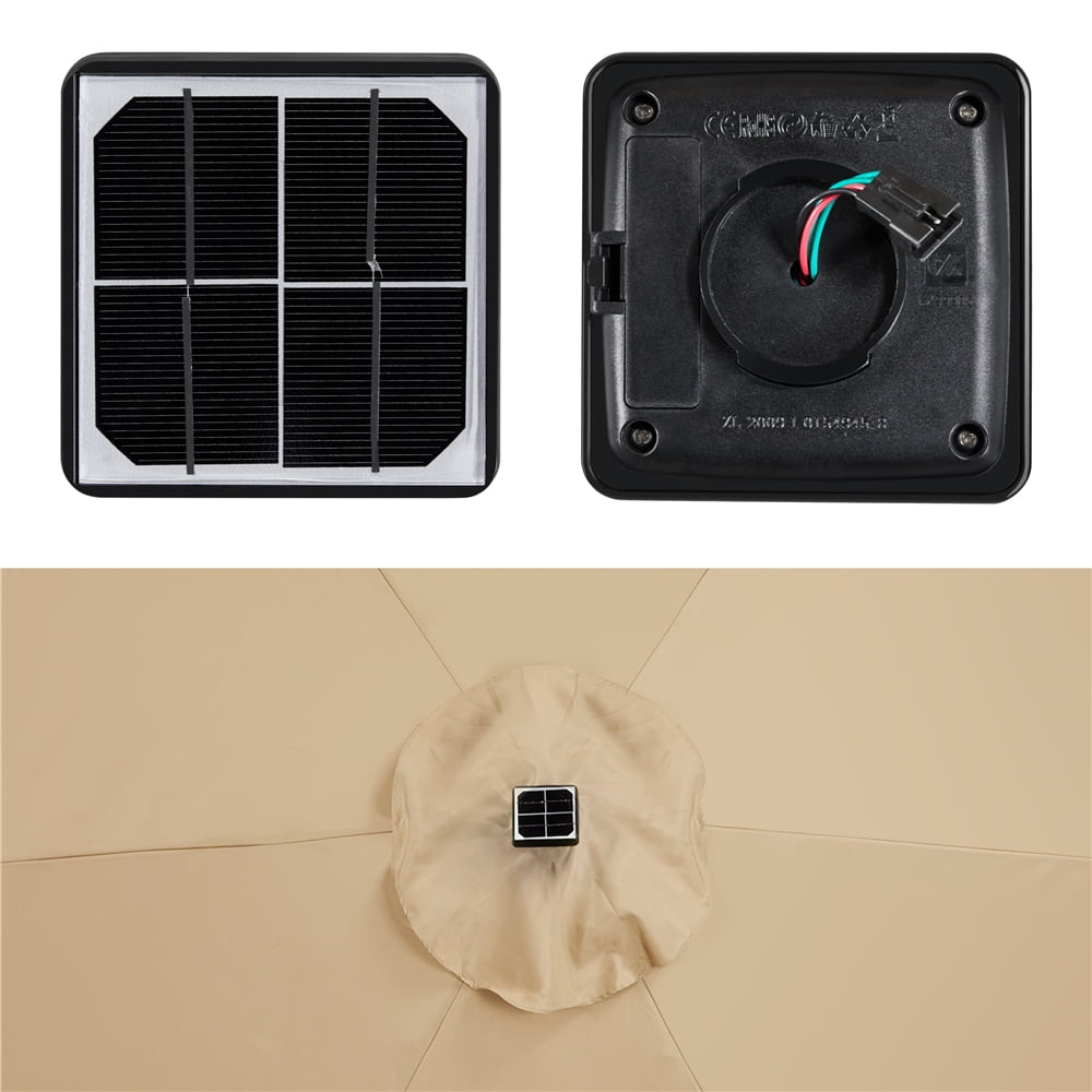 Alden Design 7.5ft Standard Patio Umbrella with LED Lights, Tan