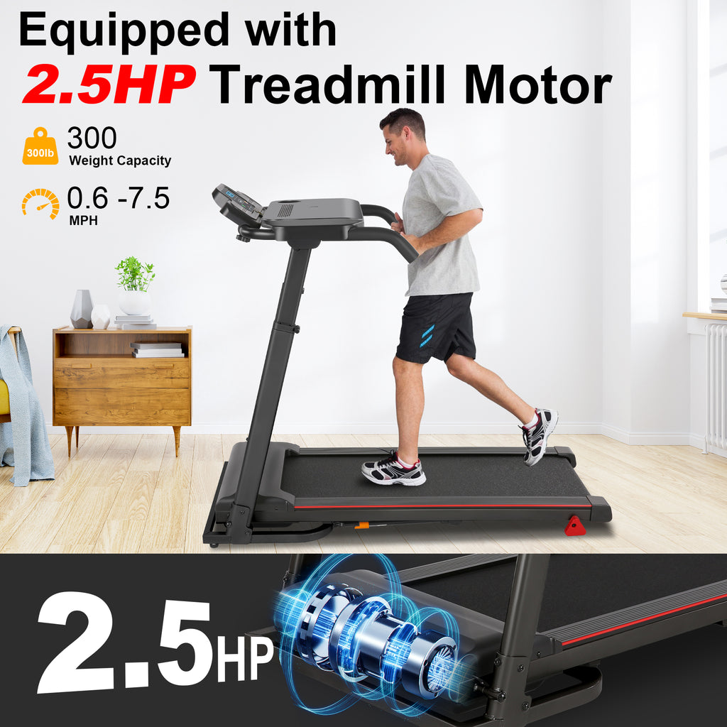 ADNOOM 300Lbs Treadmill with Desk - 2.5 HP Portable Folding Treadmill for Home, Running Machine with Incline（Gray）