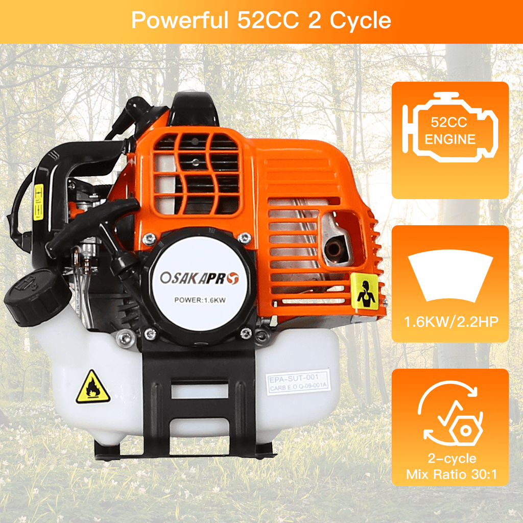 4 in 1 Weed Eater Grass Trimmer, Multi-Functional String Trimmer with Gas Pole Saw, Hedge Trimmer, Weed Trimmer, and Brush Cutter, Weed Eater for Patio Garden Lawn, 52CC 2-Cycle