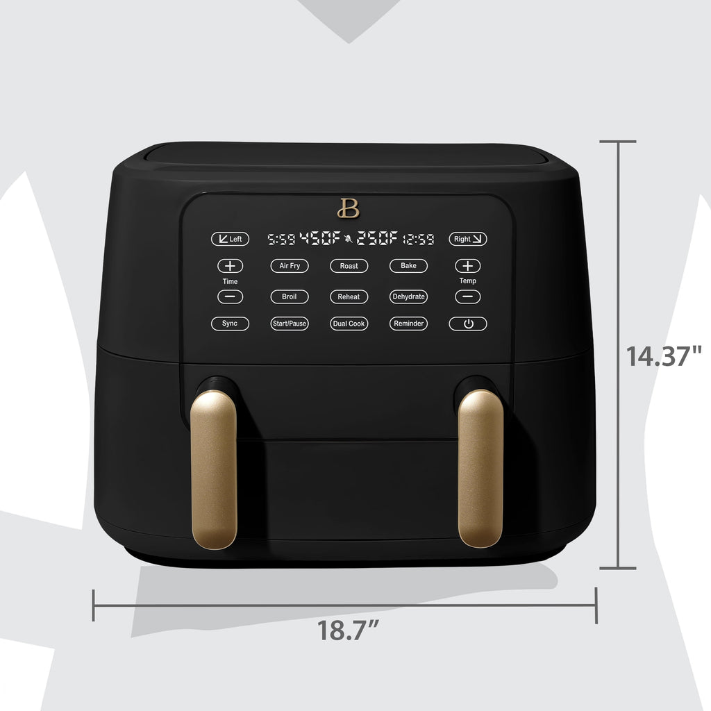 Beautiful 9 QT TriZone Air Fryer, White Icing by Drew Barrymore