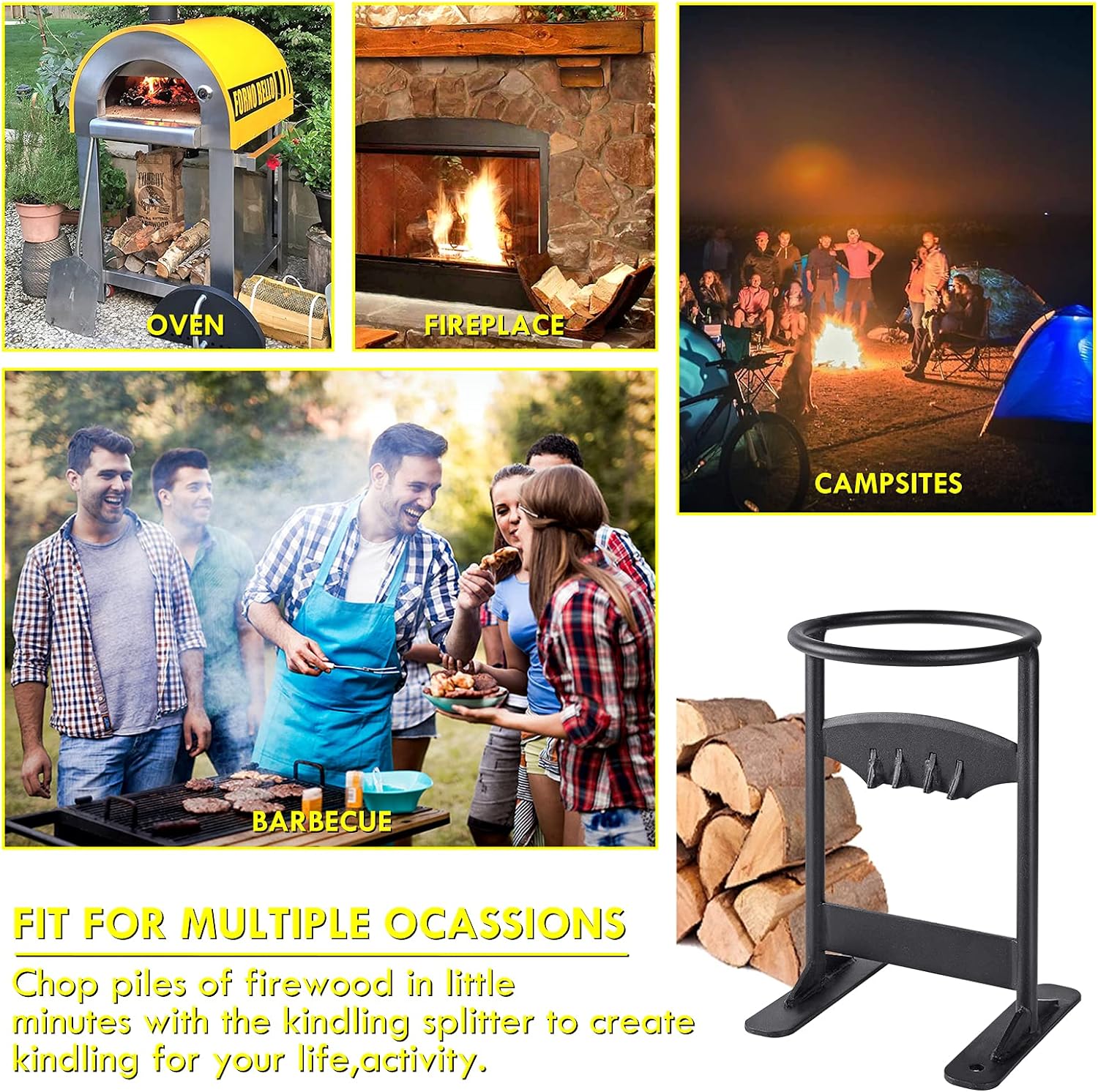 Aursear Firewood Splitter, Wood Splitter Wedge Manual Log Splitter, Kindling Cracker Splitter