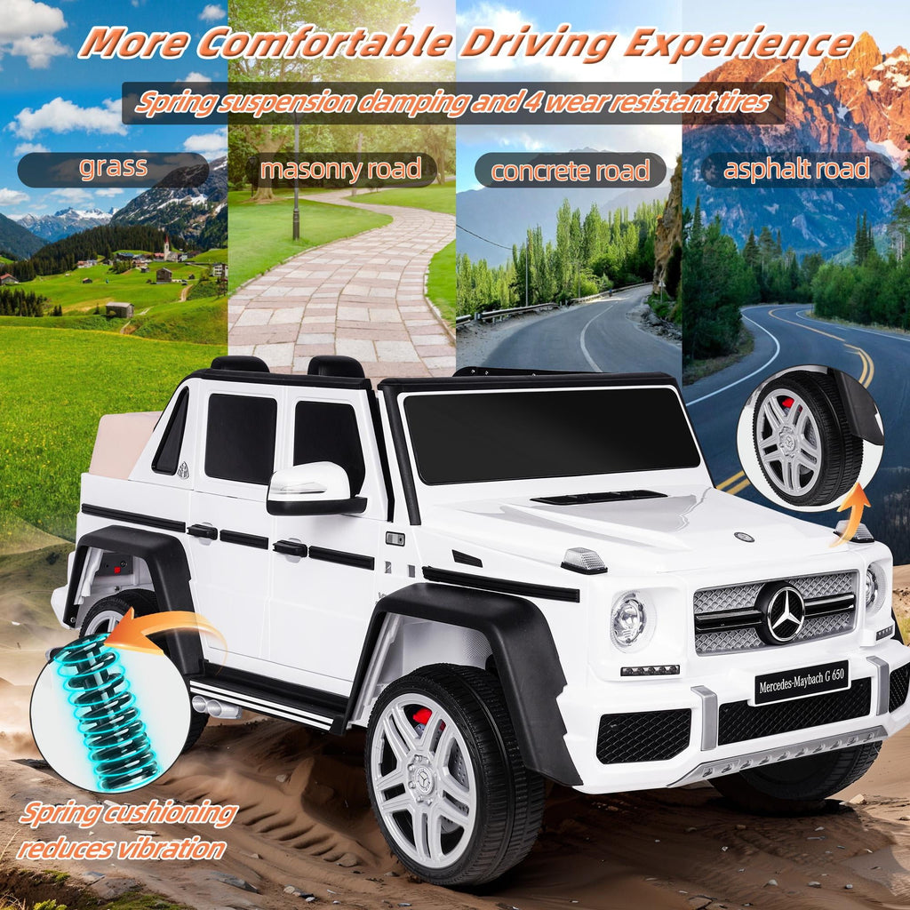 24V Ride on Car with Remote Control for Kids Mercedes Benz Ride on Car Toy for Boys and Girls 3-6 Years Old, Electric Vehicle, Bluetooth, LED Light, White