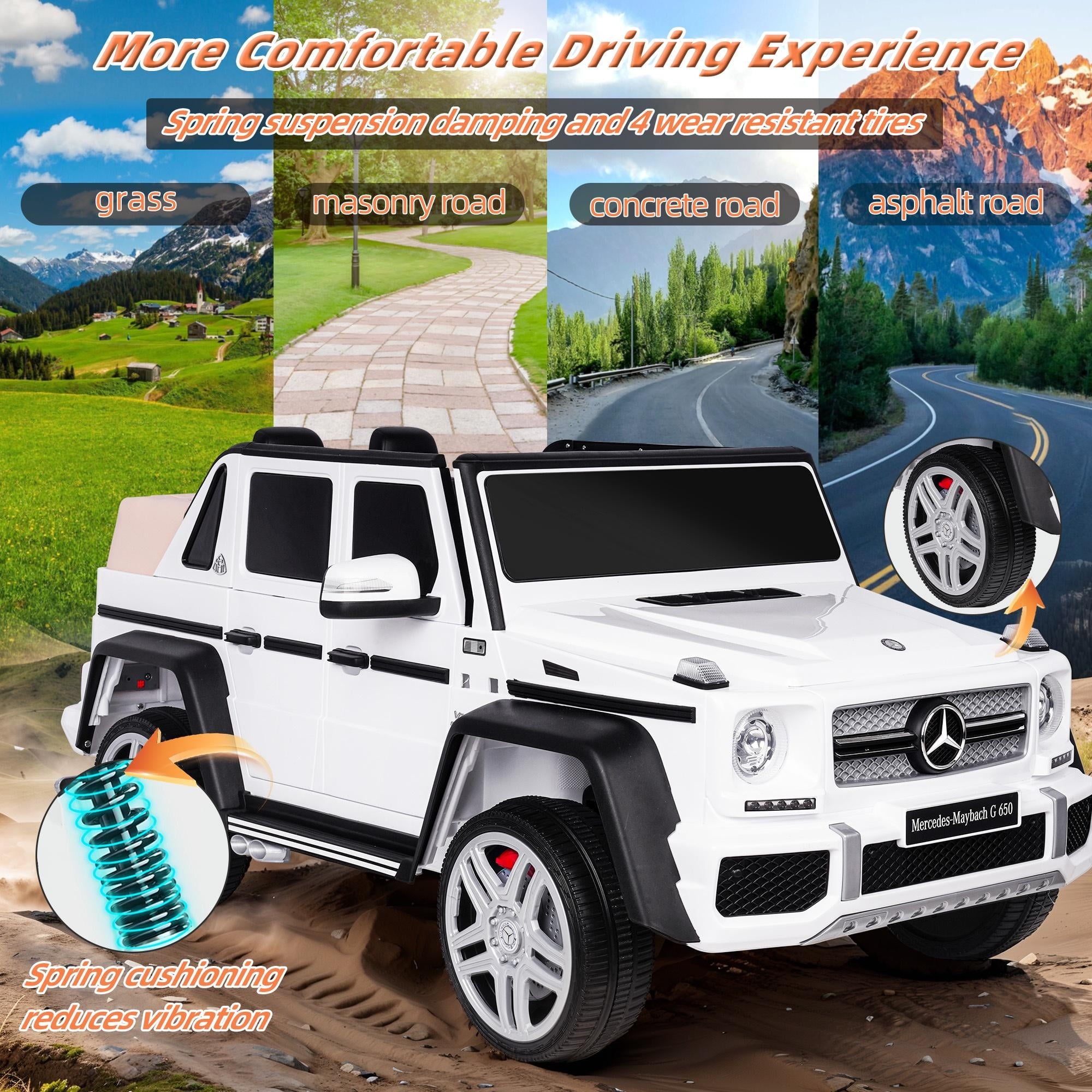 24V Ride on Car with Remote Control for Kids Mercedes Benz Ride on Car Toy for Boys and Girls 3-6 Years Old, Electric Vehicle, Bluetooth, LED Light, White