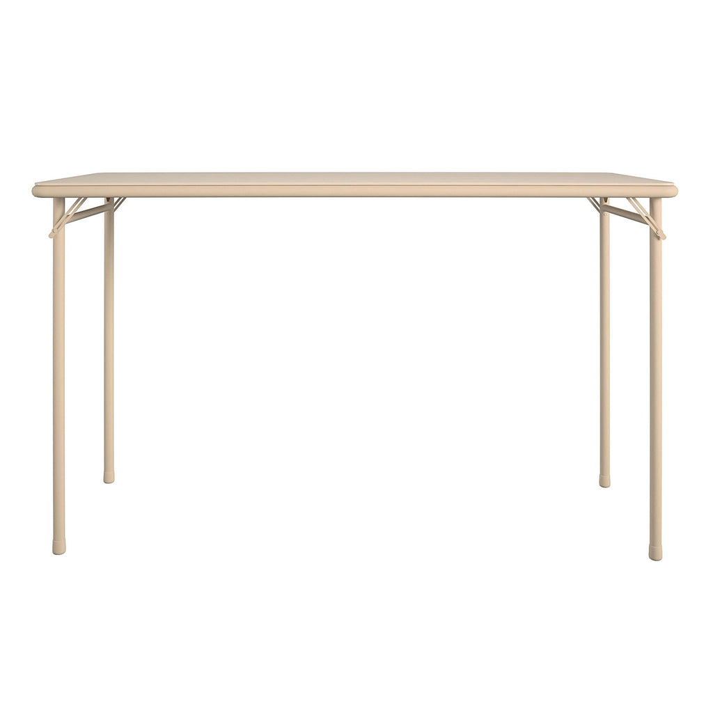 20" x 48" Vinyl Upholstered Steel Frame Folding Table Antique Linen