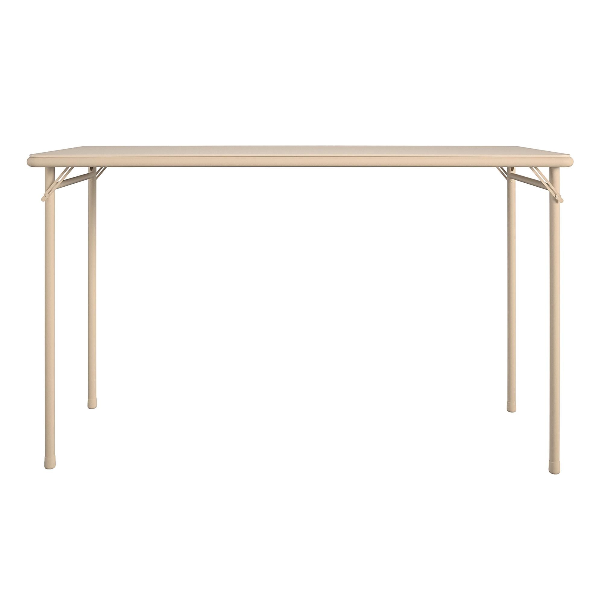 20" x 48" Vinyl Upholstered Steel Frame Folding Table Antique Linen