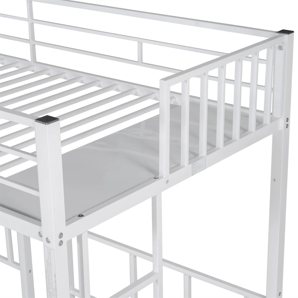 Aukfa Triple Bunk Bed, Convertible to 3 Twin Size Metal Bed Frame, Twin over Twin and Twin, White