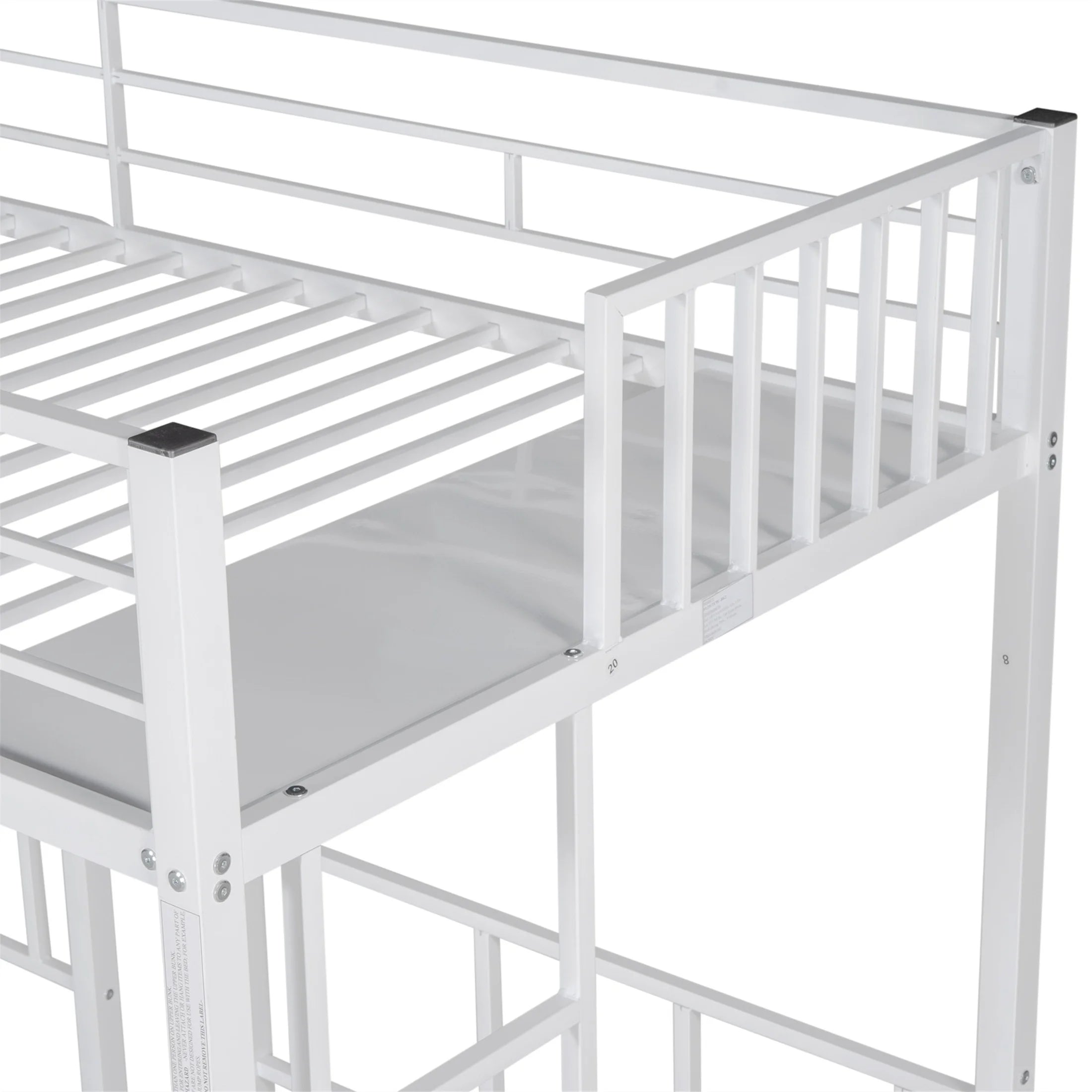 Aukfa Triple Bunk Bed, Convertible to 3 Twin Size Metal Bed Frame, Twin over Twin and Twin, White