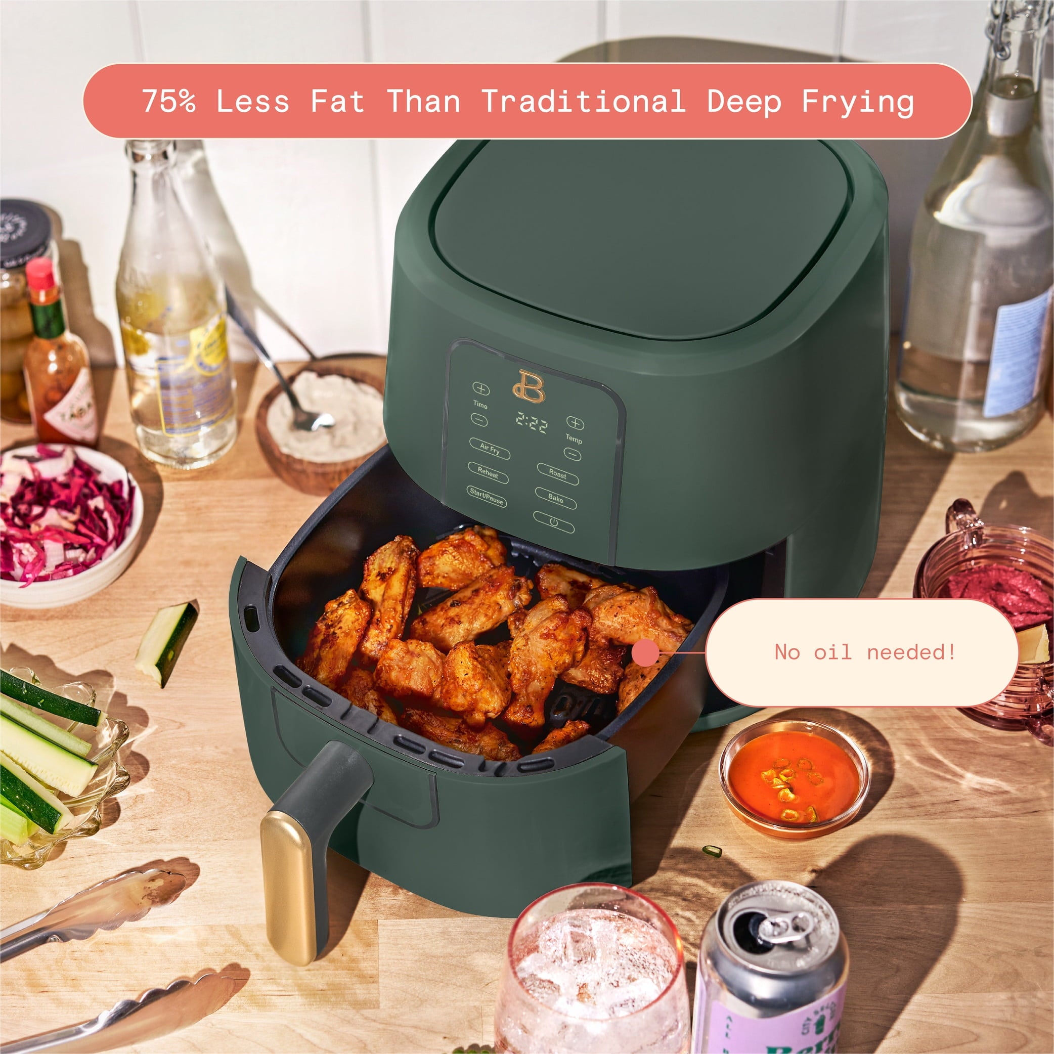 Beautiful 3 Qt Air Fryer with TurboCrisp Technology, White Icing by Drew Barrymore