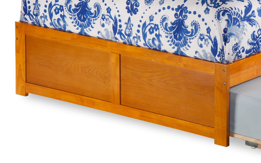 AFI Nantucket Full Size Platform Bed with Panel Footboard and Twin Size Trundle in Caramel Latte