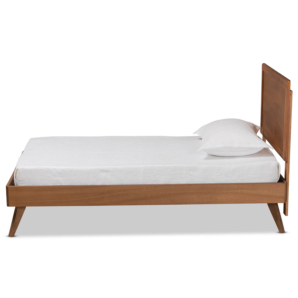 Baxton Studio Jiro Modern Engineered Wood Platform Bed, Twin, Walnut Brown