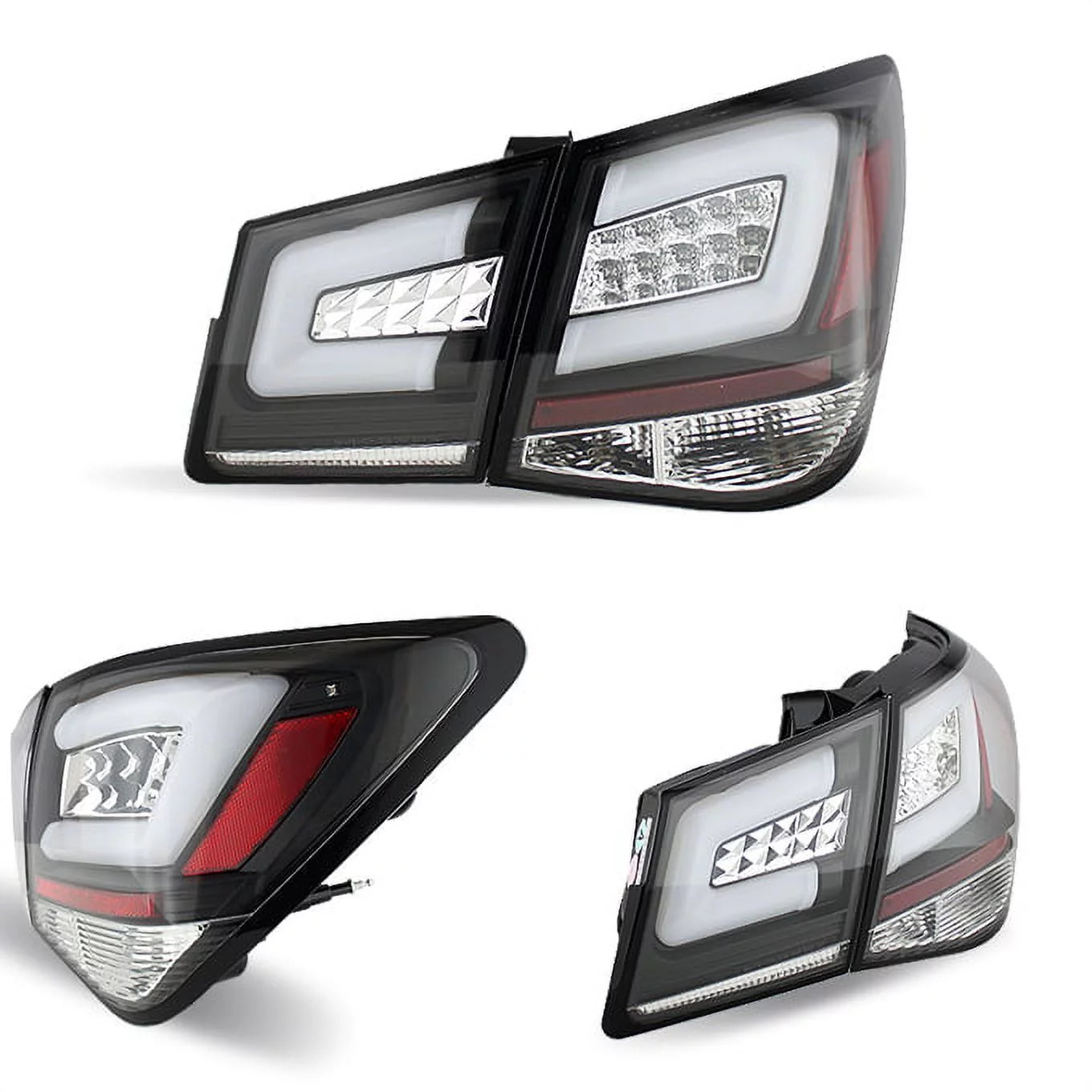 AKKON - For 10-15 Chevy Cruze 16 Limited J300 Black Bezel LED Light Tube Design Full LED Tail Lights Brake Lamps 4pcs Set