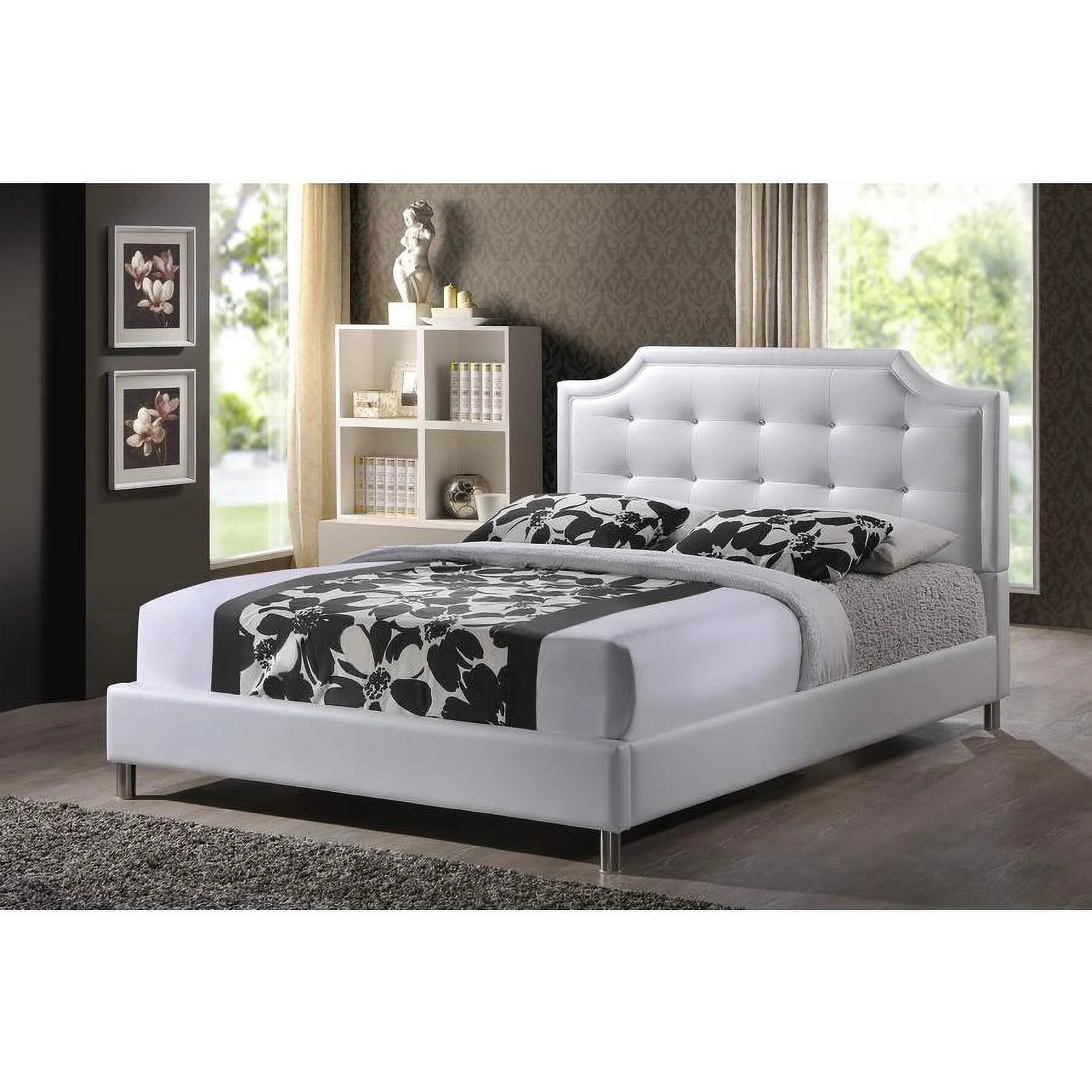 Baxton Studio Carlotta Modern Bed with Upholstered Headboard , Multiple Sizes, Multiple Colors