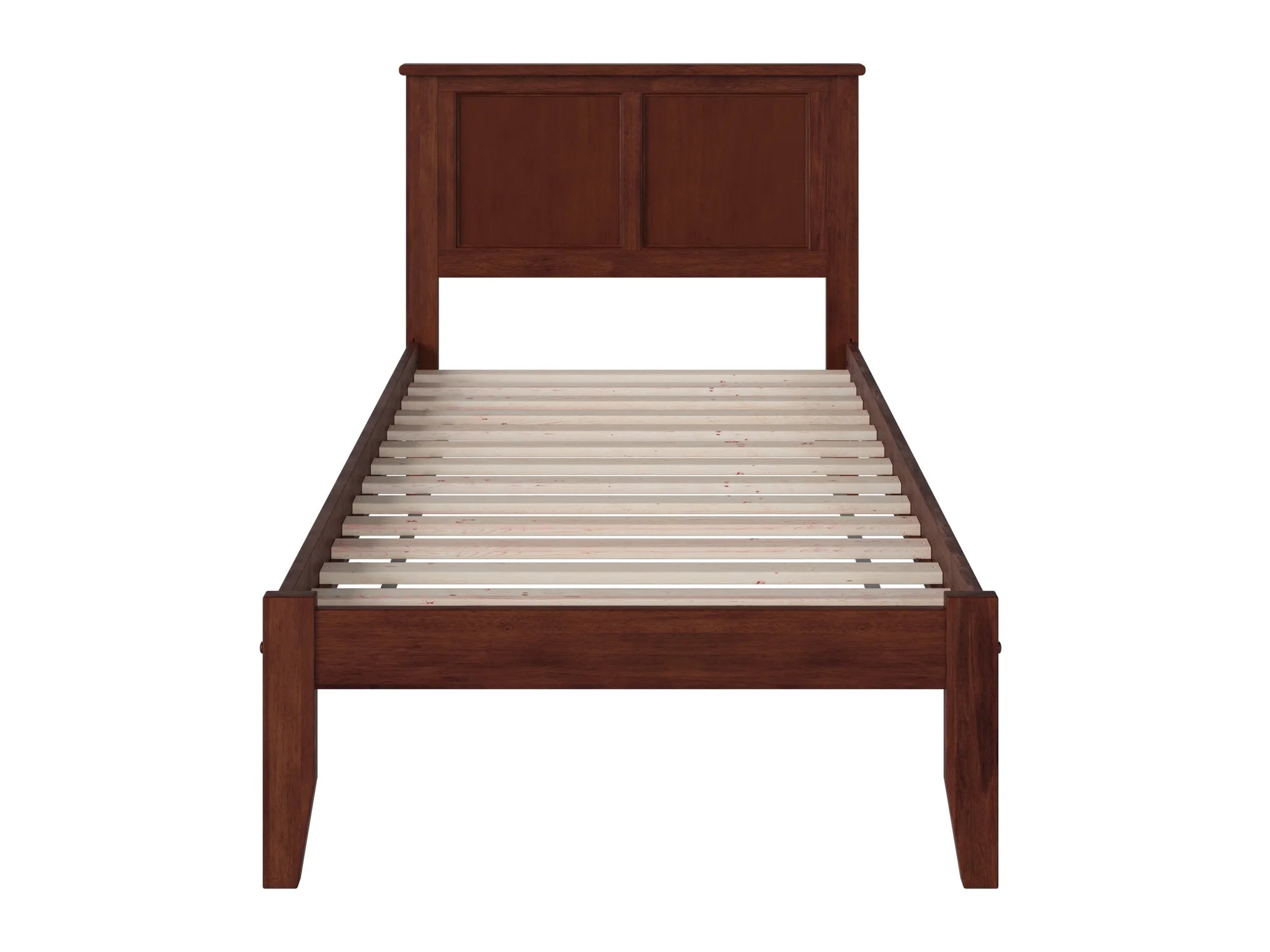 AFI Madison Twin Solid Wood Platform Bed with Panel Headboard in Walnut