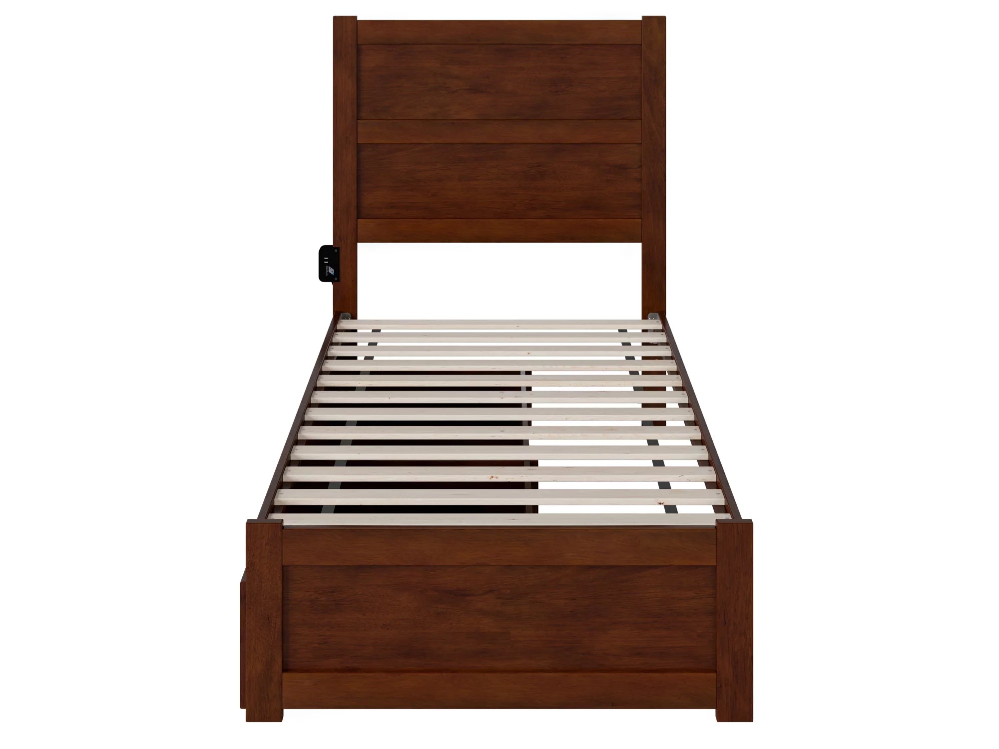 AFI NoHo Twin Wood Platform Bed with Headboard Footboard & 2 Storage Drawers, Walnut