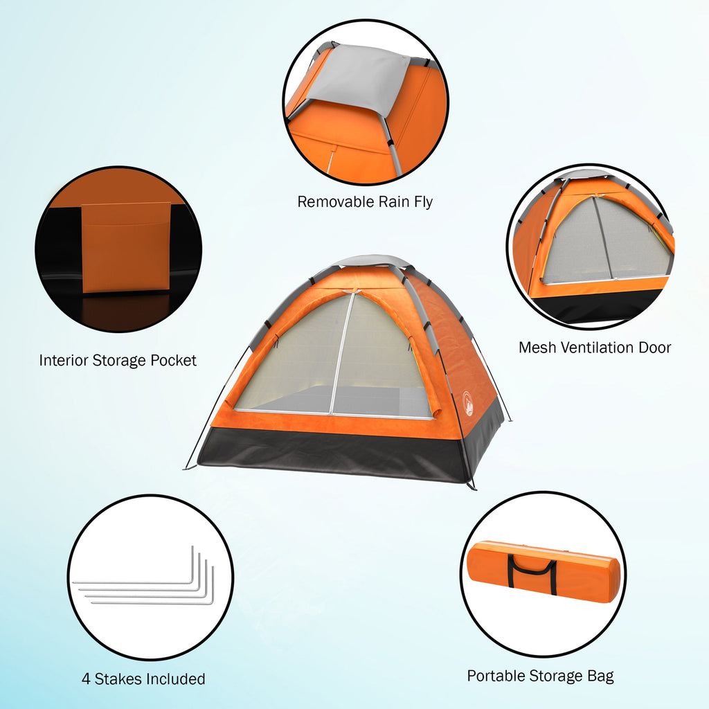 2-Person Dome Tent- Rain Fly & Carry Bag- Easy Set Up-Great for Camping Backpacking Hiking & Outdoor Music Festivals by Wakeman Outdoors (Yellow)