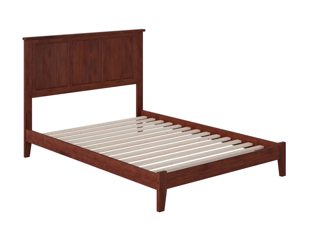 AFI Madison Full Low Profile Wood Platform Bed Frame with Panel Headboard, Walnut