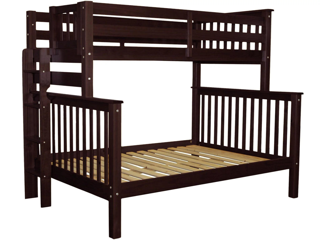 Bedz King Bunk Beds Twin over Full Mission Style with End Ladder, Dark Cherry