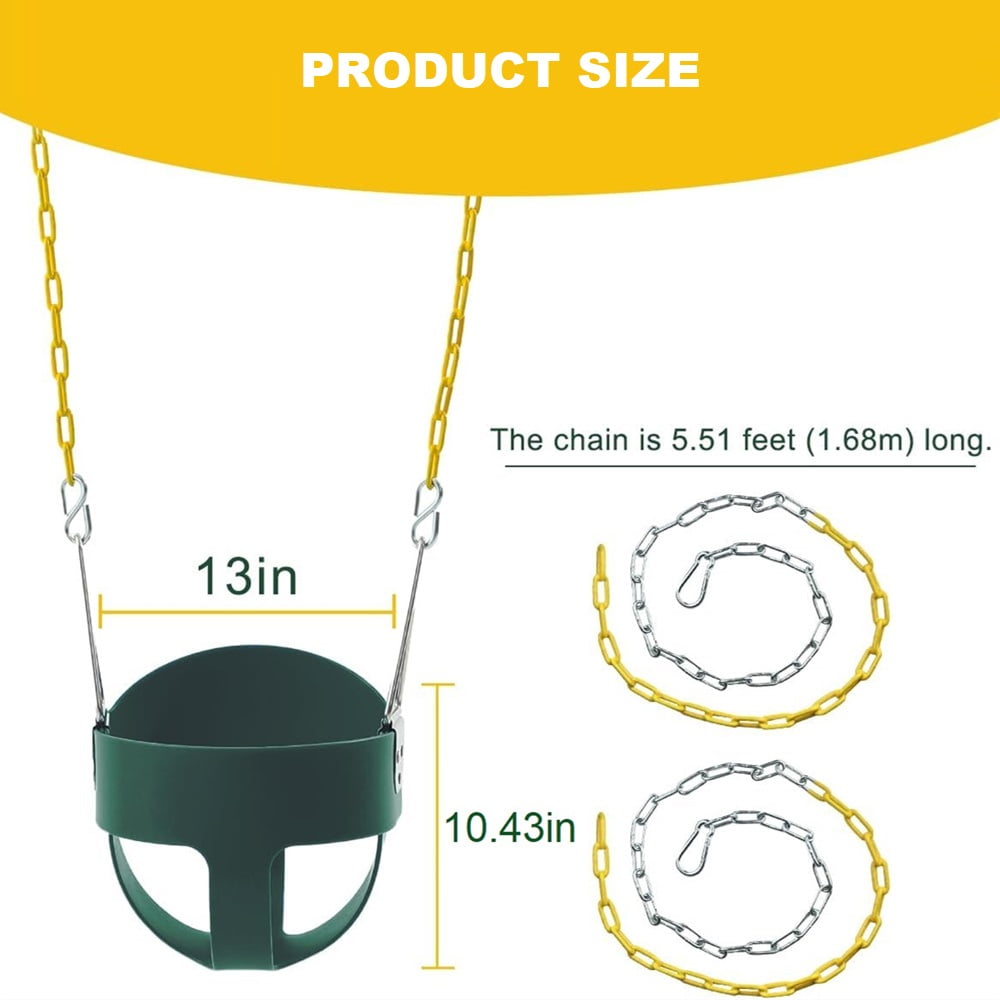 ANGGREK Assembled High Back Full Bucket Toddler Game Swing Seat Green, Game Swing, Home Swing
