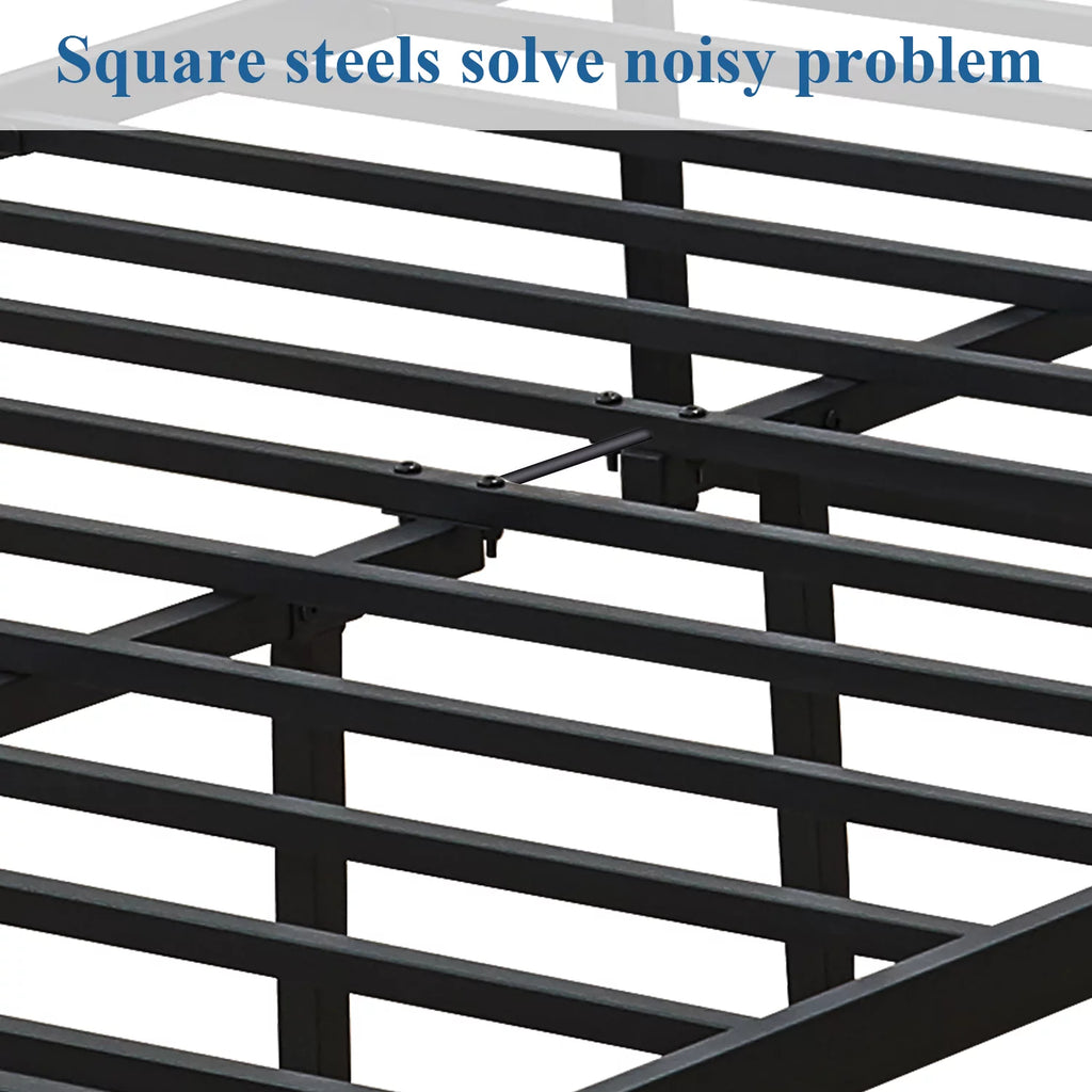 Antique Queen Size Platform Bed with Victorian Iron Headboard/Slats Support