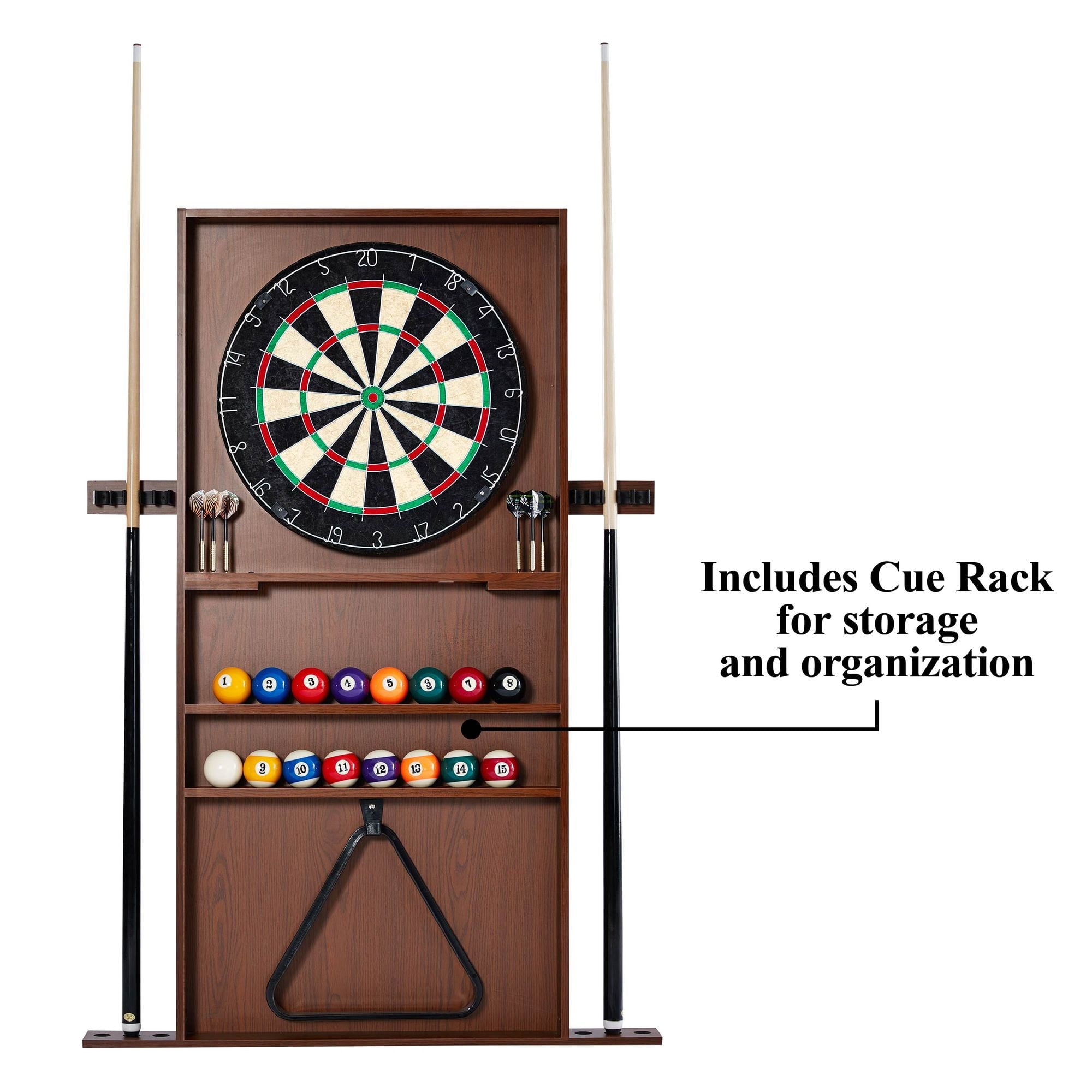 Barrington Billiards 90" Ball and Claw Leg Pool Table with Cue Rack, Dartboard Set, Burgundy, New